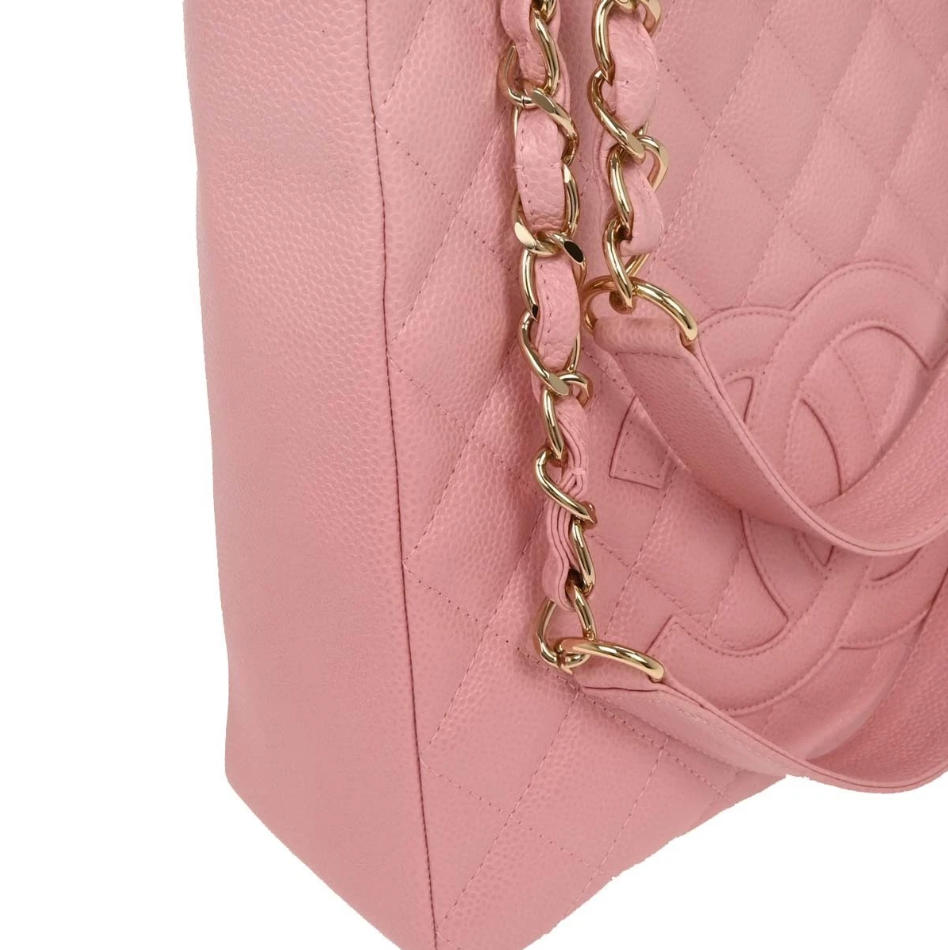 Chanel Pink Calfskin Petite Shopping Tote PST Chain Handbag