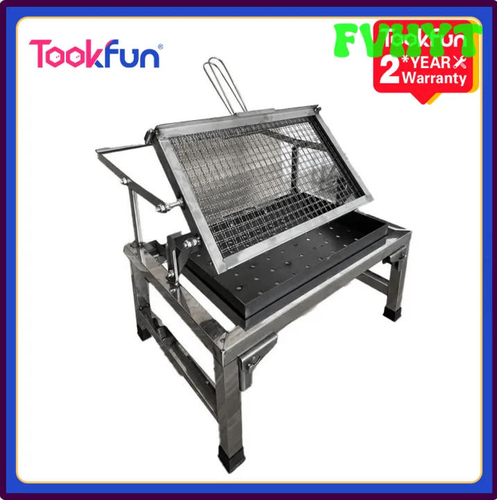 FVHYT Tookfun Barbecue Grill Stainless Steel Flip Barbecue Grill Outdoor Camping Portable Folding Barbecue Fish Lamb Chops Home OIFDC