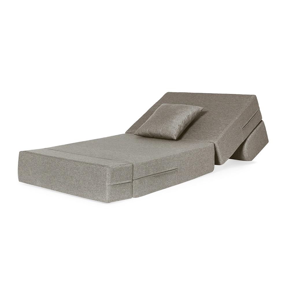 📆[Last Day For Clearance] Wakefit Polyester Sofa Cum Bed | 5 Year Warranty | 3 Seater, Sofa Bed 6 X 5 Feet, Foldable Sofa Cum Bed with 2 Cushion - Flipper (Warpknit: Grey)