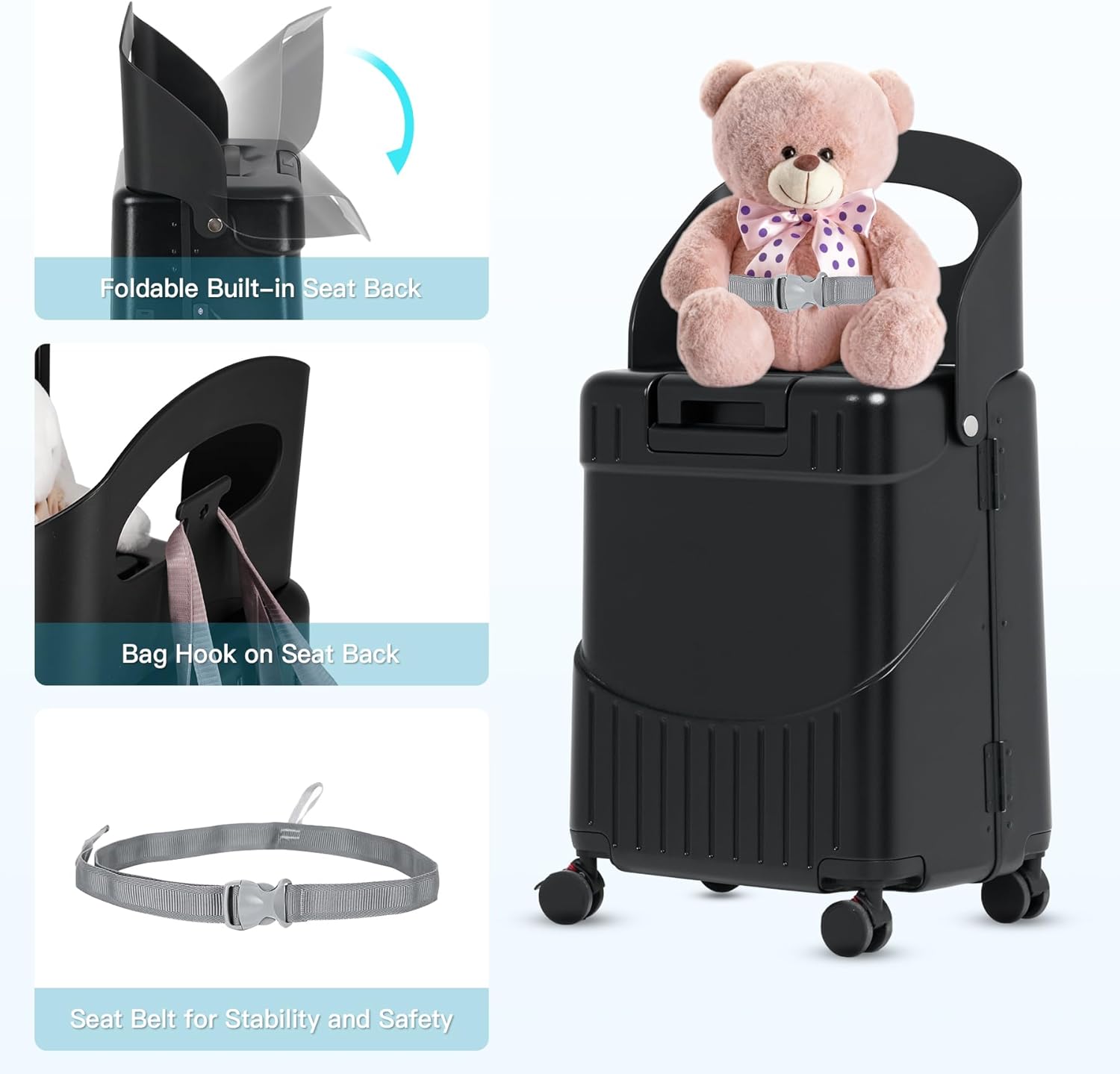 🎉【Buy 1 Get 1 Free】smilesun 20 Carry On Luggage with Seat For Kids & Adults，Hardside Ride On Suitcase with 360°Spinner and TSA Lock For Travel.