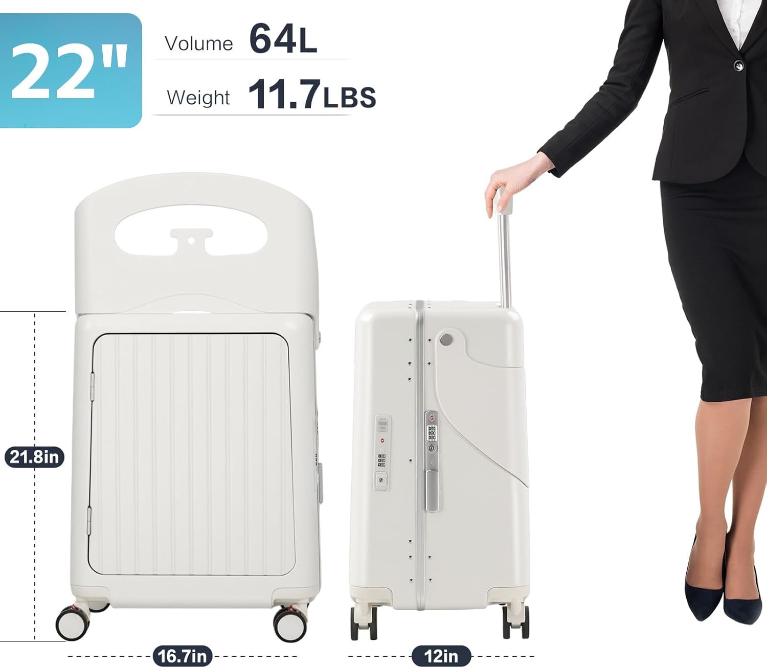 🎉【Buy 1 Get 1 Free】smilesun 20 Carry On Luggage with Seat For Kids & Adults，Hardside Ride On Suitcase with 360°Spinner and TSA Lock For Travel.