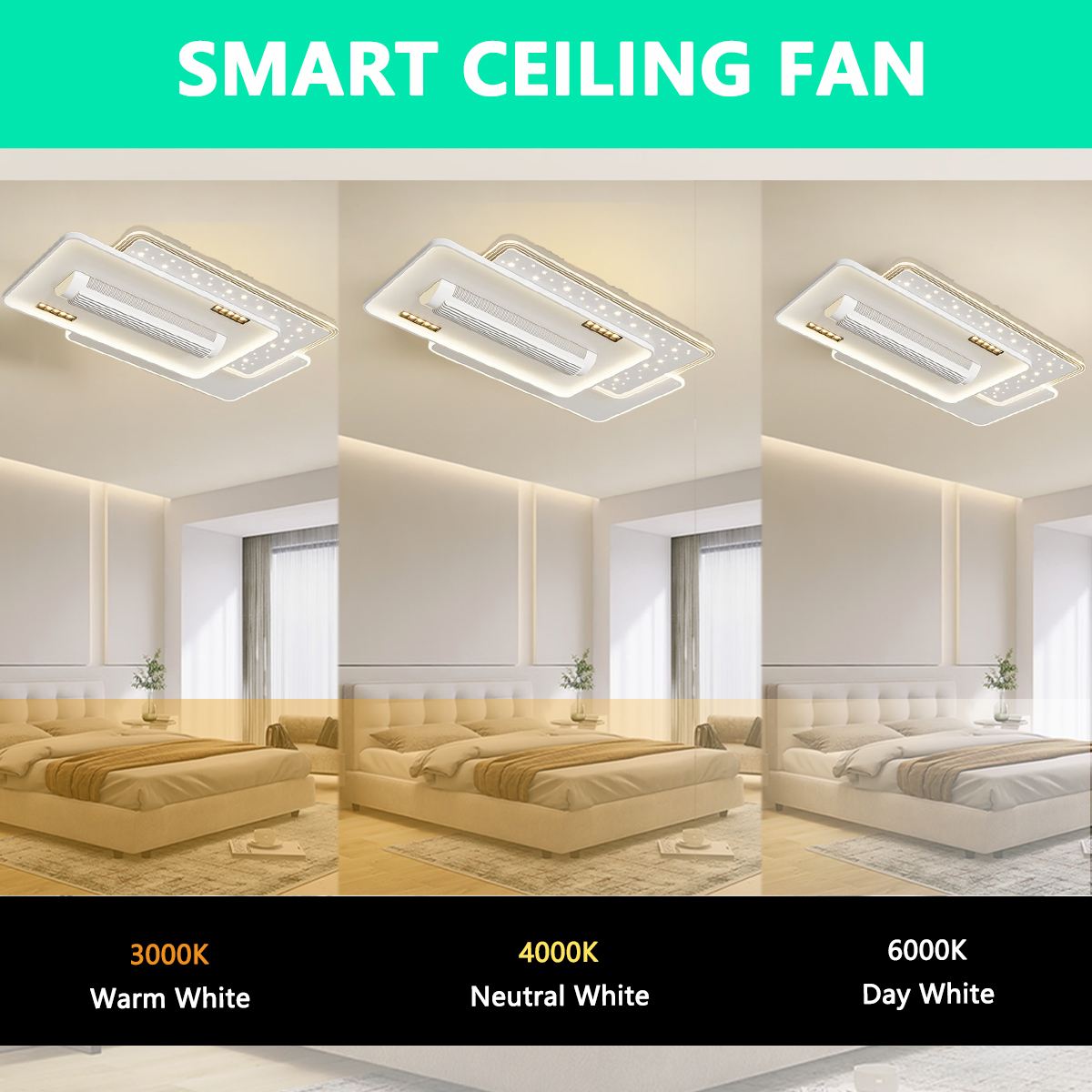 Modern Simple LED Ceiling Light Remote Control Bladeless Fan Spotlights for Bedroom Living Room Whole House Lighting Guangdong
