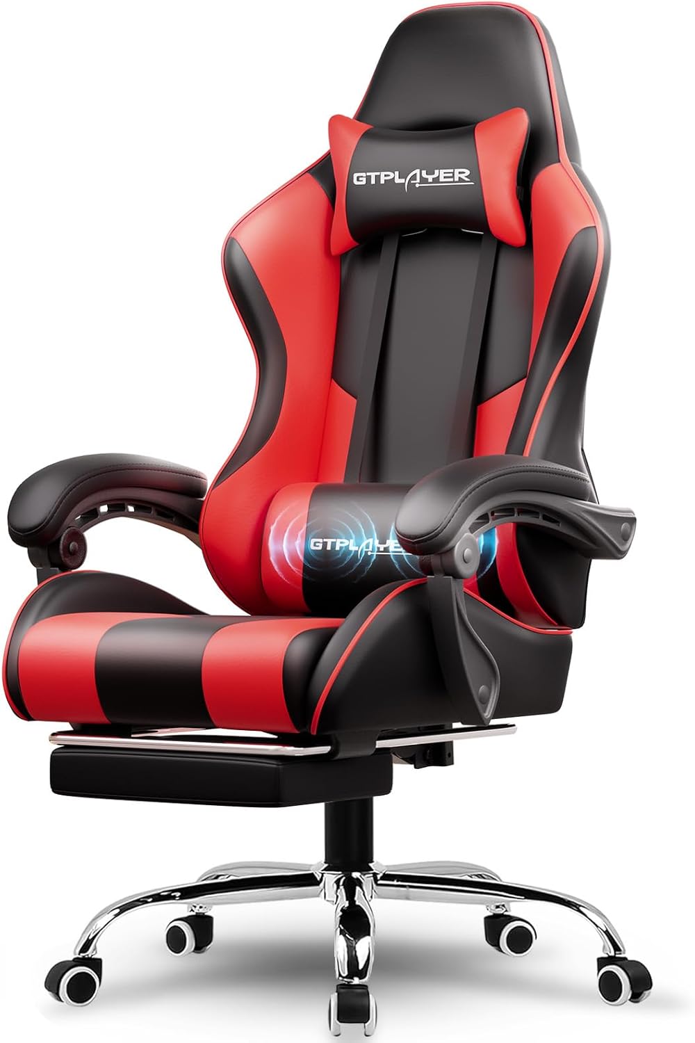 🌟【Buy 1 Get 1 Free】GTPLAYER Gaming Chair, Computer Chair with Footrest and Lumbar Support, Height Adjustable Game Chair with 360°-Swivel Seat and Headrest and for Office or Gaming