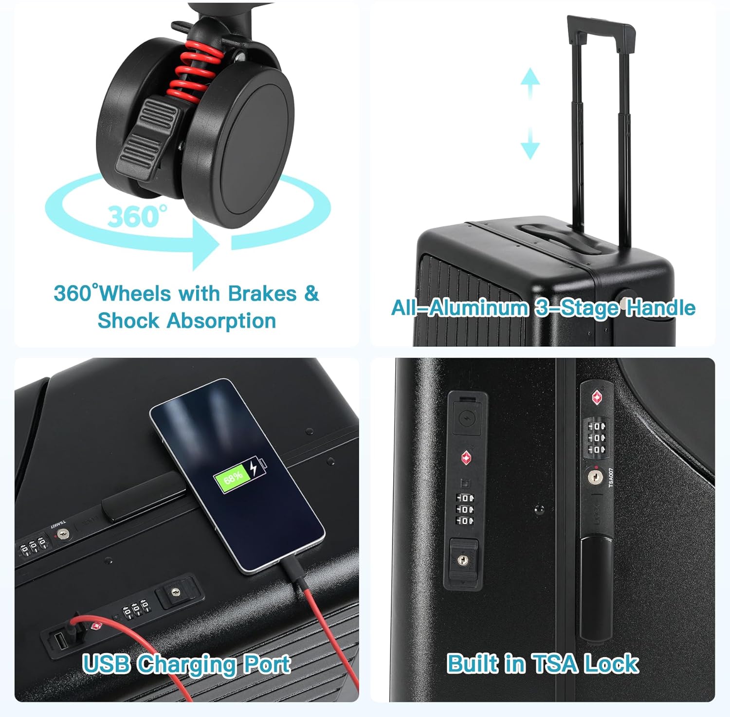 🎉【Buy 1 Get 1 Free】smilesun 20 Carry On Luggage with Seat For Kids & Adults，Hardside Ride On Suitcase with 360°Spinner and TSA Lock For Travel.