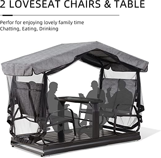 Outdoor Glider Benches for Outside Porch Patio Yard Retro Metal Glider Chair Outdoor