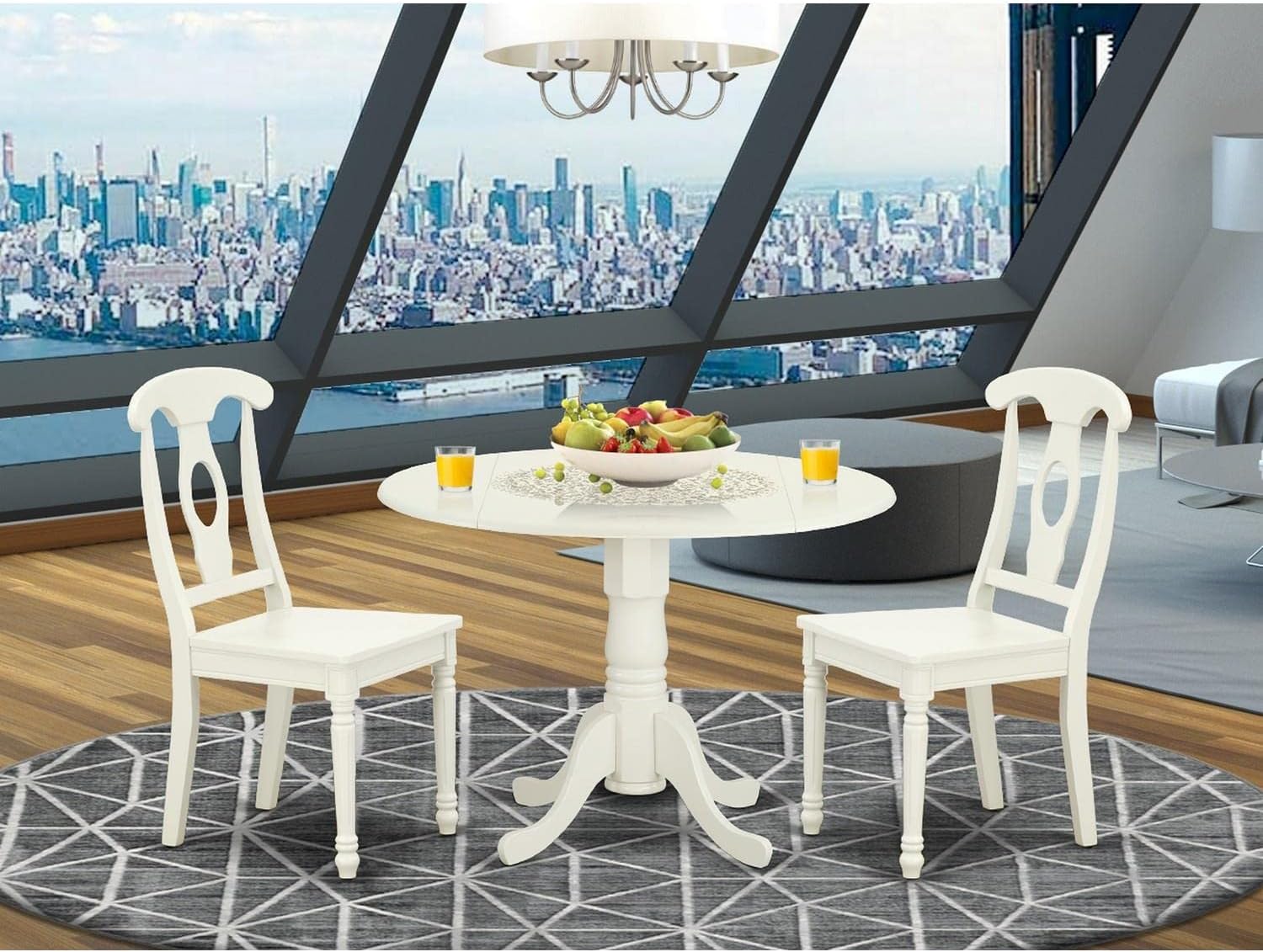 🔥 East West Furniture DLKE5-BCH-W 5 Piece Dining Room Furniture Set Includes a Round Dining Table with Dropleaf and 4 Wood Seat Chairs, 42x42 Inch, Black & Cherry