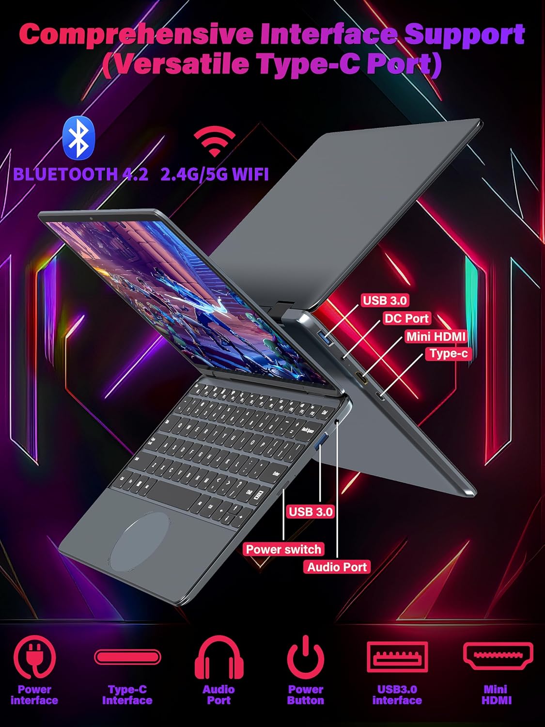 😘⏰【Limited Edition】【Only 7 left! Price will go back to normal once sold out】Svikou 11 Gray 2-in-1 Convertible Touchscreen Laptop, FHD (1920x1200) IPS Display, in tel N100 Processor, 16GB RAM 1TB SSD, Facial Recognition, Backlit KB, USB-C,Win 11 Pro for Students & Travel