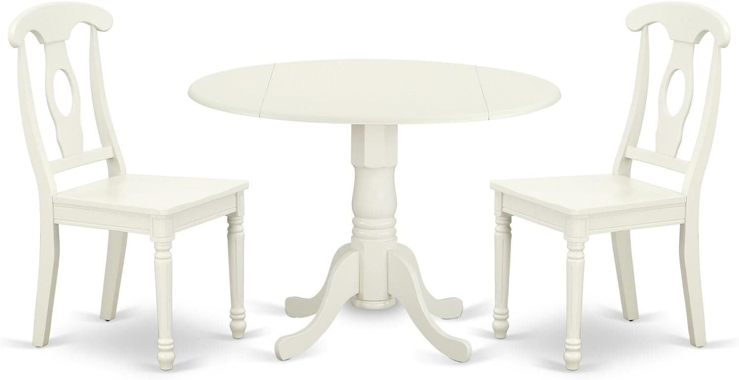 🔥 East West Furniture DLKE5-BCH-W 5 Piece Dining Room Furniture Set Includes a Round Dining Table with Dropleaf and 4 Wood Seat Chairs, 42x42 Inch, Black & Cherry