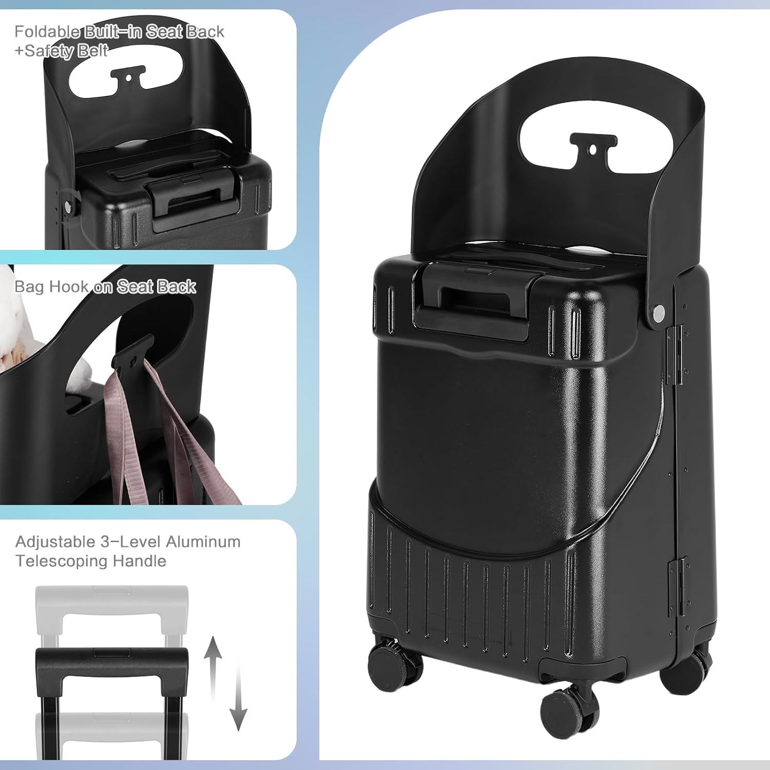 🎉【Buy 1 Get 1 Free】smilesun 20 Carry On Luggage with Seat For Kids & Adults，Hardside Ride On Suitcase with 360°Spinner and TSA Lock For Travel.