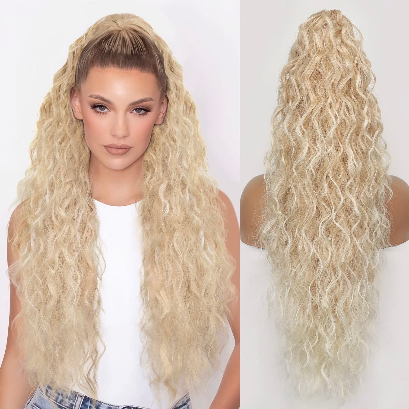 💜 LAST DAY PROMOTION - 70%OFF💜Curly Wavy Frizzy Hair Extension with Ponytail