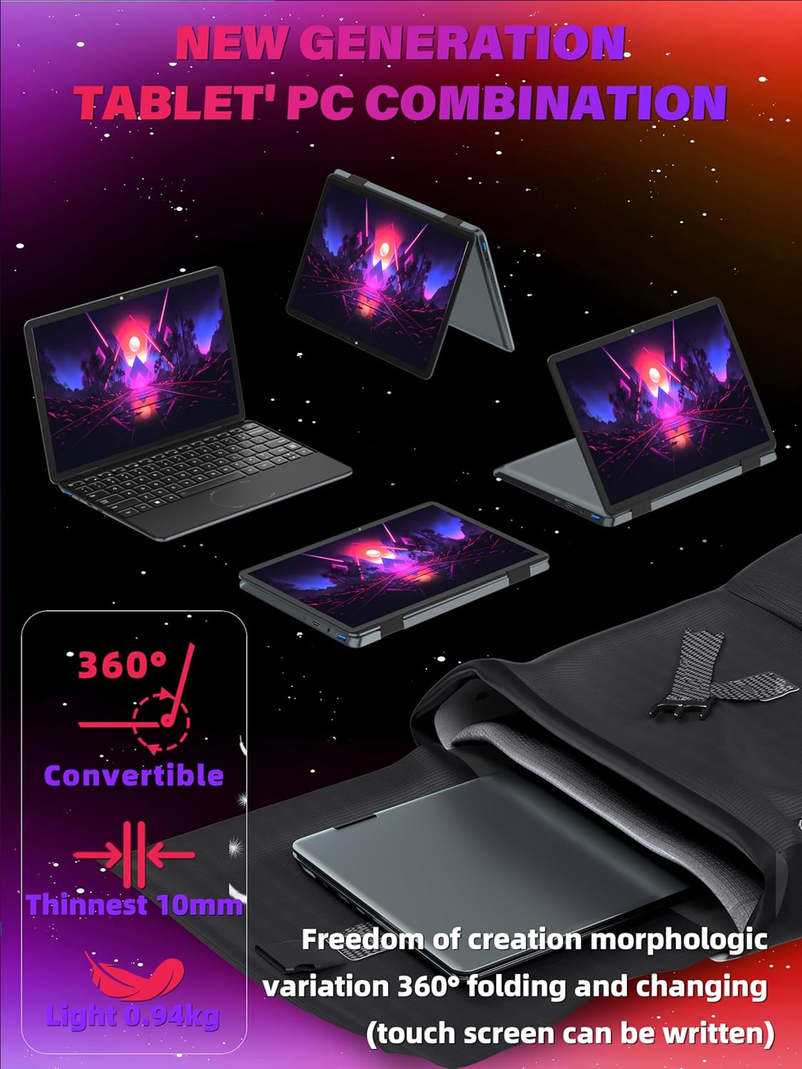 😘⏰【Limited Edition】【Only 7 left! Price will go back to normal once sold out】Svikou 11 Gray 2-in-1 Convertible Touchscreen Laptop, FHD (1920x1200) IPS Display, in tel N100 Processor, 16GB RAM 1TB SSD, Facial Recognition, Backlit KB, USB-C,Win 11 Pro for Students & Travel