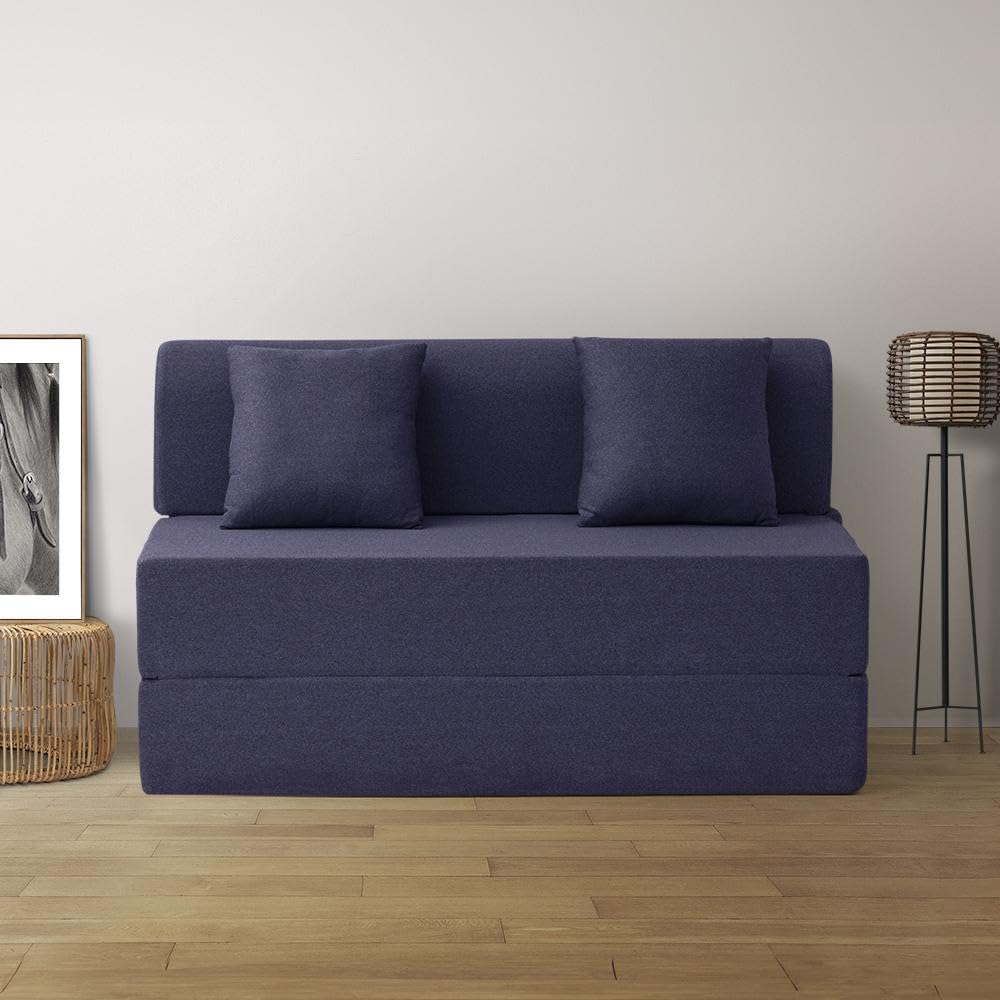 📆[Last Day For Clearance] Wakefit Polyester Sofa Cum Bed | 5 Year Warranty | 3 Seater, Sofa Bed 6 X 5 Feet, Foldable Sofa Cum Bed with 2 Cushion - Flipper (Warpknit: Grey)