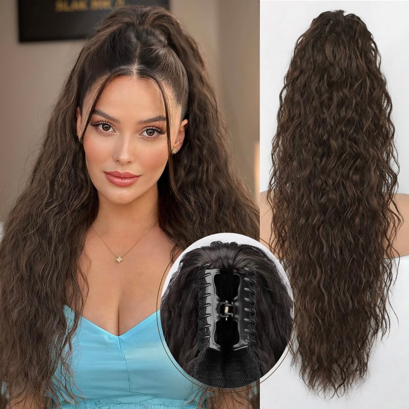 💜 LAST DAY PROMOTION - 70%OFF💜Curly Wavy Frizzy Hair Extension with Ponytail