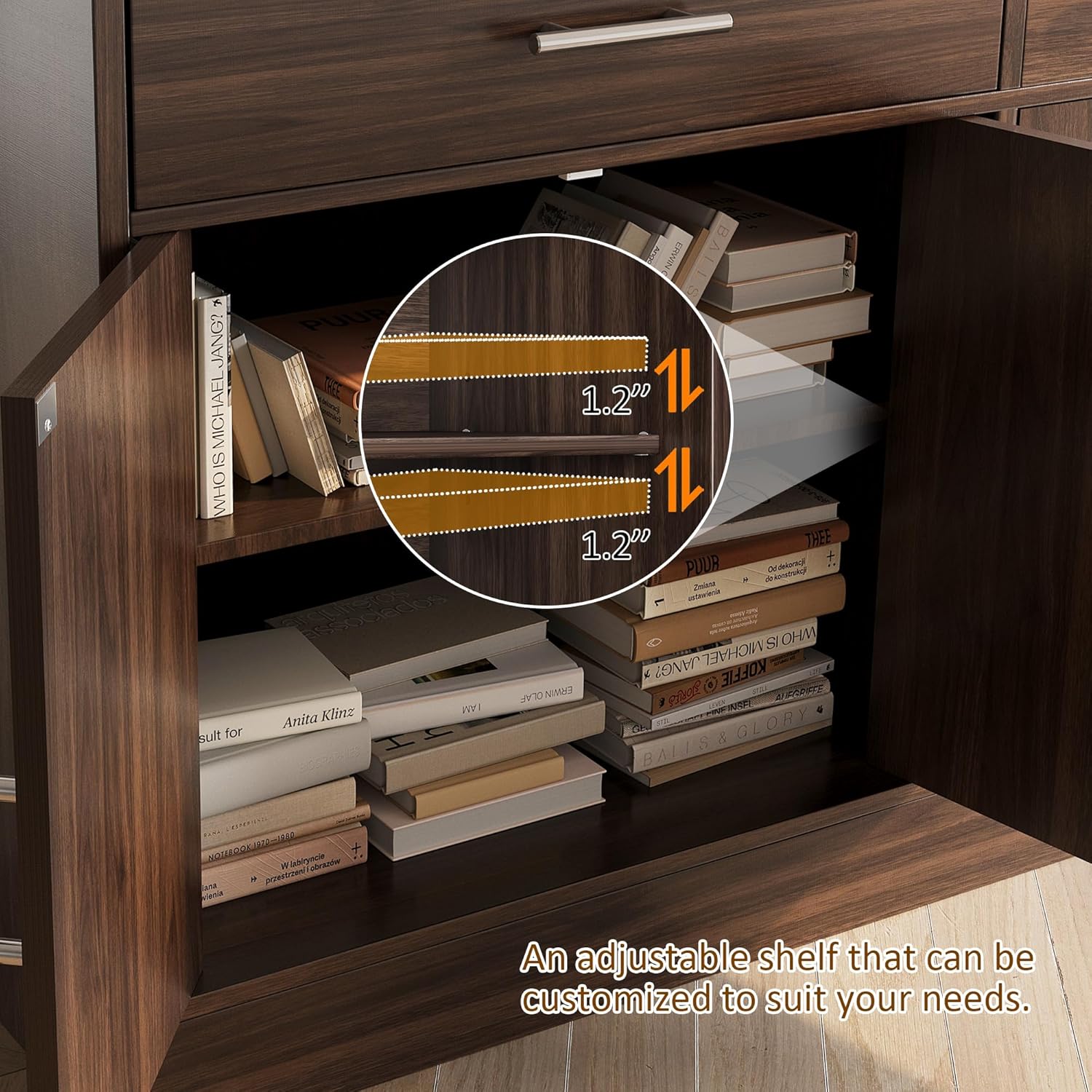 Vongrasig Armario grande de 53 pies con 4 puertas y 3 cajones, mesa de buffet de granja, gabinete de almacenamiento de cocina, mesa de buffet de madera para cocina, comedor