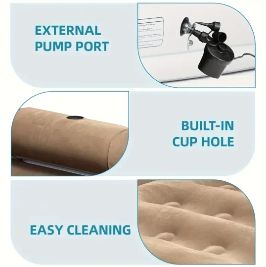 ❤️‍🔥[24-hour delivery+Last Day sale] 2-in-1 Inflatable Sofa Bed With Headboard And Pump Blow Up Couch Airbed Air Mattress For Home, Camping, And Guests Living Room, Queen Size