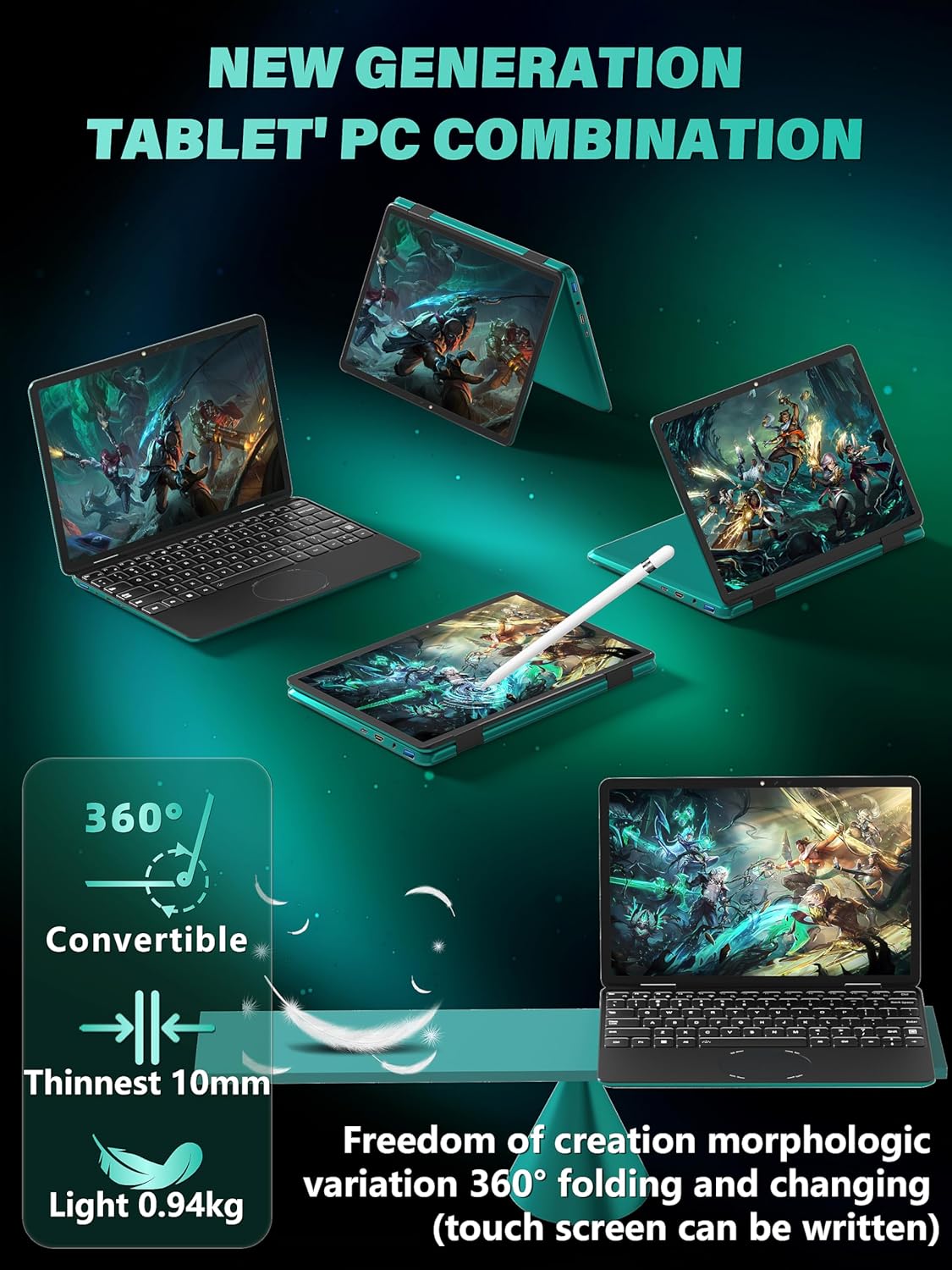 😘⏰【Limited Edition】【Only 7 left! Price will go back to normal once sold out】Svikou 11 Gray 2-in-1 Convertible Touchscreen Laptop, FHD (1920x1200) IPS Display, in tel N100 Processor, 16GB RAM 1TB SSD, Facial Recognition, Backlit KB, USB-C,Win 11 Pro for Students & Travel