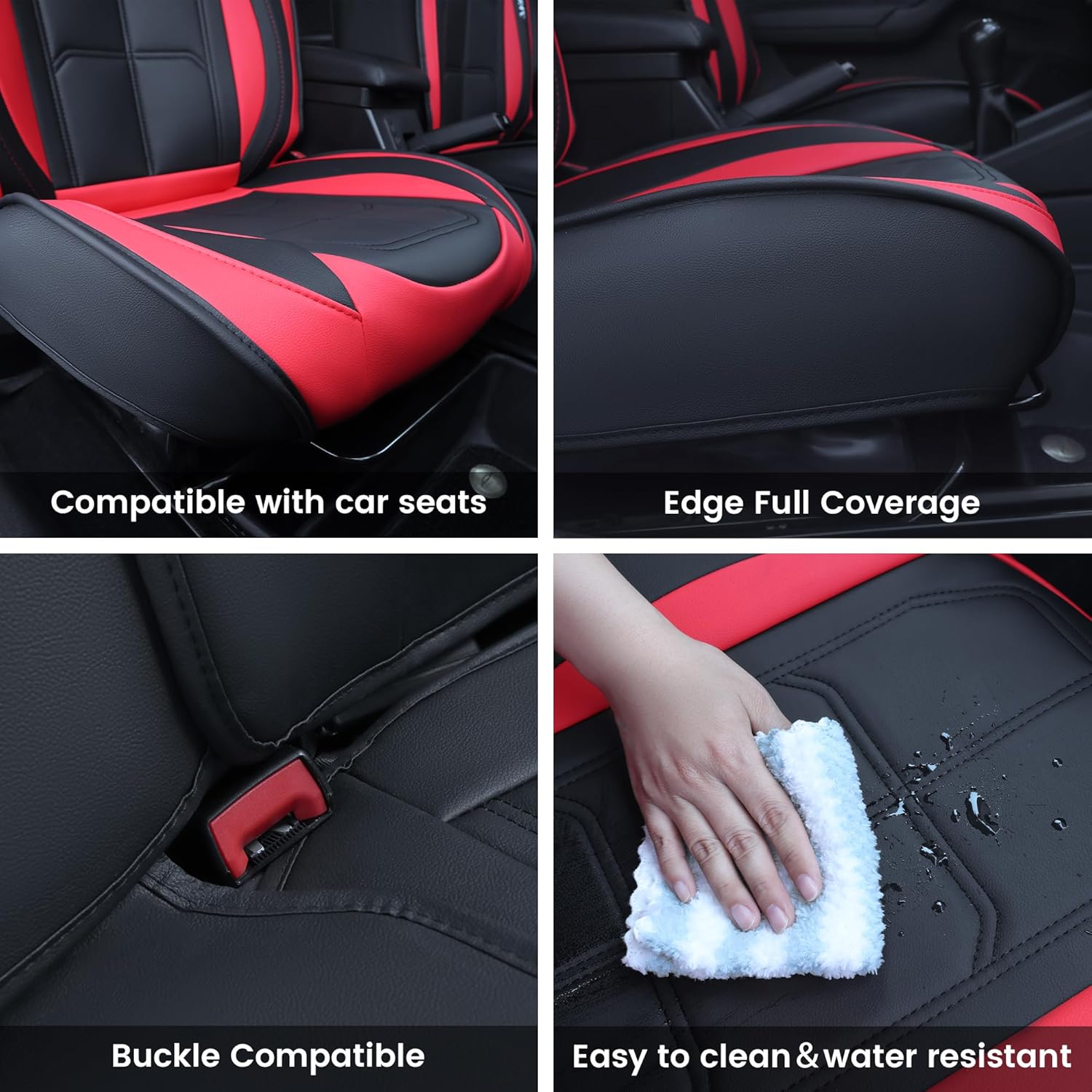 🔥【The last 32 sets】ATPVIMNA Full Package Nappa Leather Car Seat Covers, All Season Microfiber Skin Surface, Synthetic Fiber Fill🎉🎉🎉
