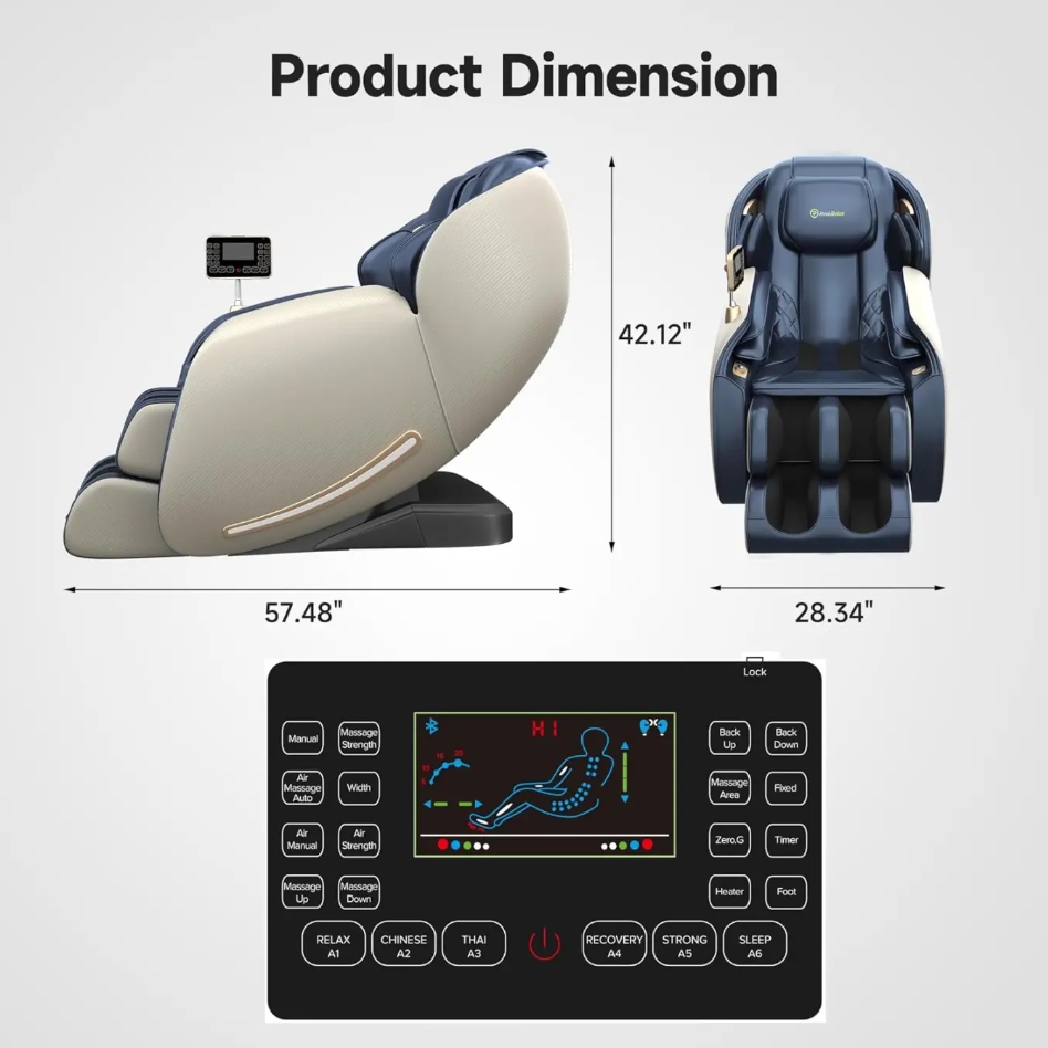 🌹【Price reduction today only】Real Relax 2025 Massage Chair Full Body, Zero Gravity SL-Track Shiatsu Massage Recliner with Heat, APP Control, Child Lock, Body Scan Bluetooth Foot Roller, Favor 06, All Black