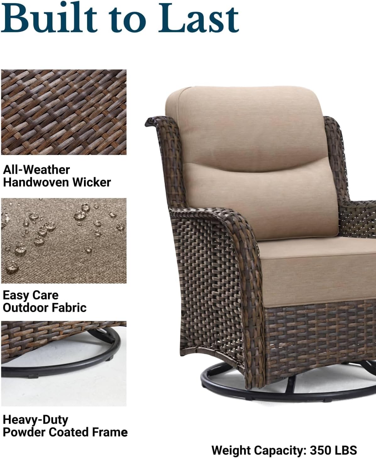Luxury Outdoor Swivel Rocker Patio Chairs of 2