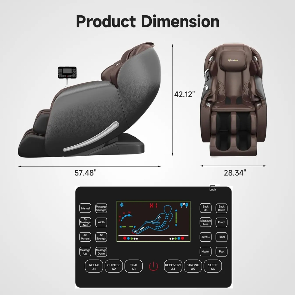 🌹【Price reduction today only】Real Relax 2025 Massage Chair Full Body, Zero Gravity SL-Track Shiatsu Massage Recliner with Heat, APP Control, Child Lock, Body Scan Bluetooth Foot Roller, Favor 06, All Black