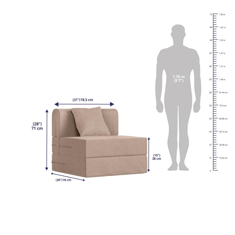 📆[Last Day For Clearance] Wakefit Polyester Sofa Cum Bed | 5 Year Warranty | 3 Seater, Sofa Bed 6 X 5 Feet, Foldable Sofa Cum Bed with 2 Cushion - Flipper (Warpknit: Grey)