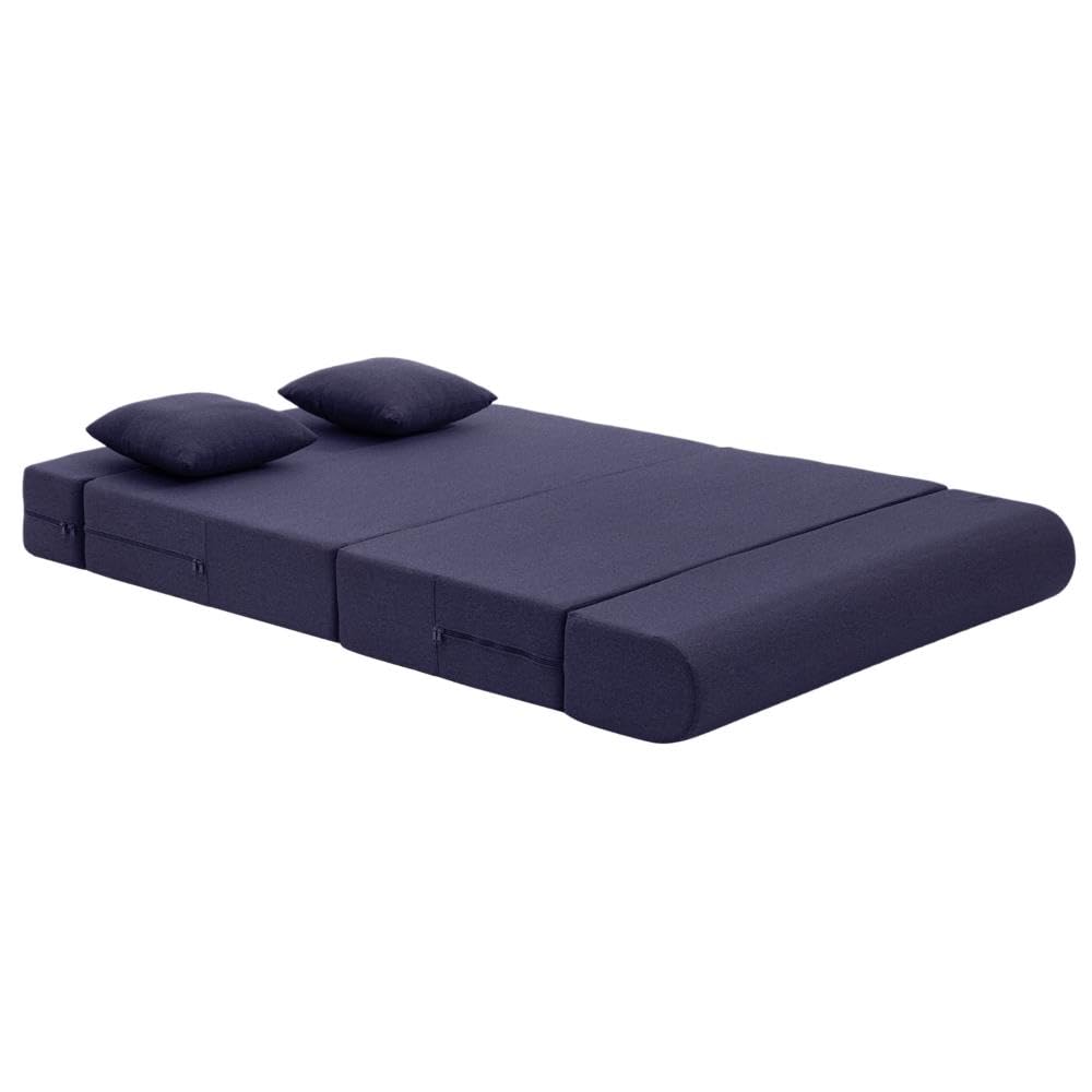 📆[Last Day For Clearance] Wakefit Polyester Sofa Cum Bed | 5 Year Warranty | 3 Seater, Sofa Bed 6 X 5 Feet, Foldable Sofa Cum Bed with 2 Cushion - Flipper (Warpknit: Grey)