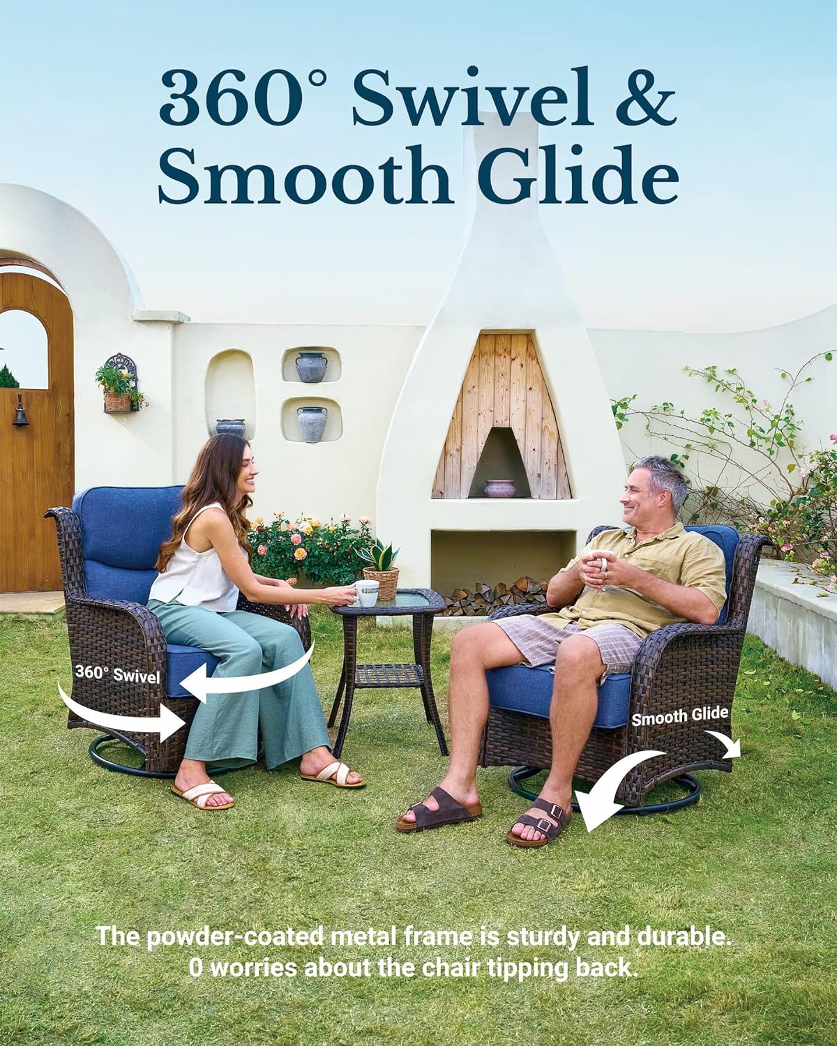Luxury Outdoor Swivel Rocker Patio Chairs of 2