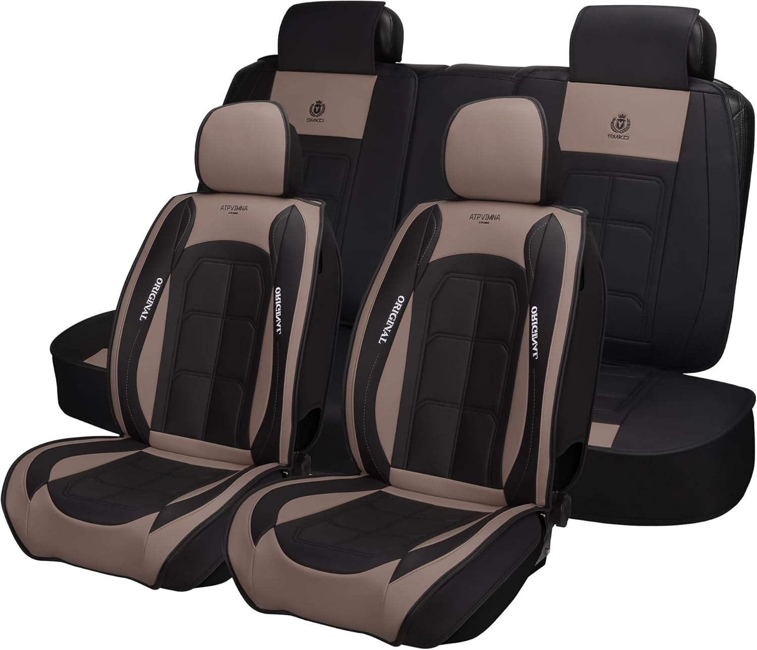 🔥【The last 32 sets】ATPVIMNA Full Package Nappa Leather Car Seat Covers, All Season Microfiber Skin Surface, Synthetic Fiber Fill🎉🎉🎉