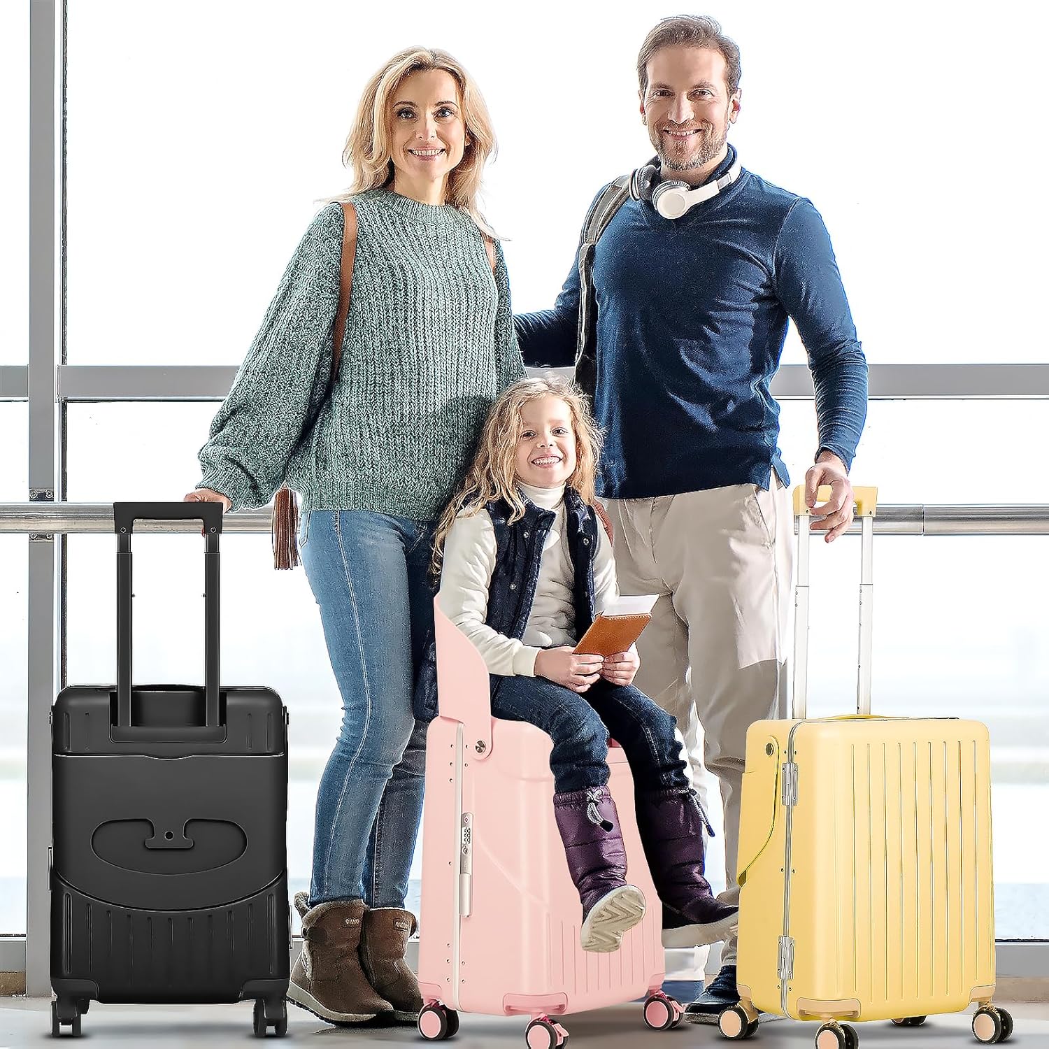 🎉【Buy 1 Get 1 Free】smilesun 20 Carry On Luggage with Seat For Kids & Adults，Hardside Ride On Suitcase with 360°Spinner and TSA Lock For Travel.