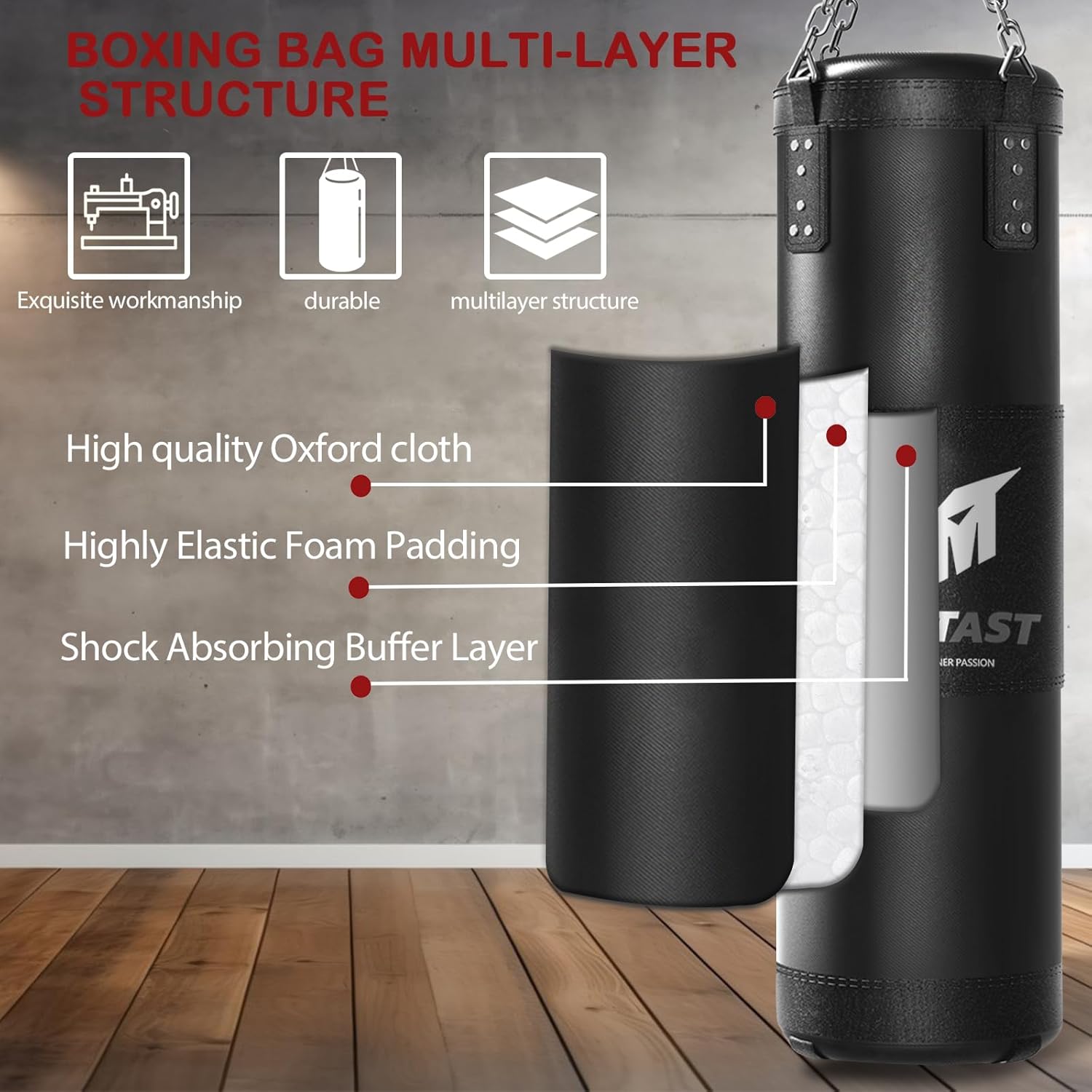 📣[Take away a whole set] Mesetast Punching Bag for Adults, 4ft Heavy Boxing Bag Set with 12 OZ Gloves for MMA Karate Kickboxing Boxing