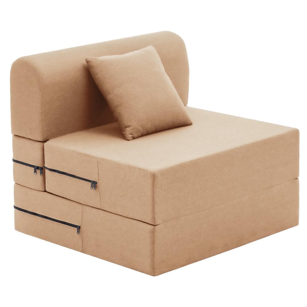 📆[Last Day For Clearance] Wakefit Polyester Sofa Cum Bed | 5 Year Warranty | 3 Seater, Sofa Bed 6 X 5 Feet, Foldable Sofa Cum Bed with 2 Cushion - Flipper (Warpknit: Grey)