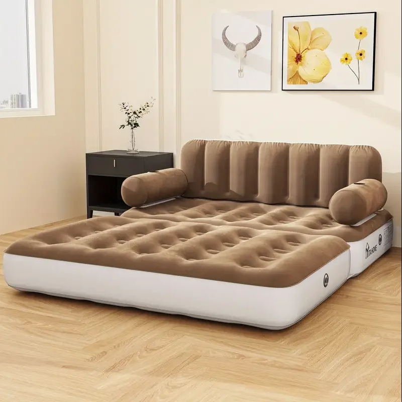 ❤️‍🔥[24-hour delivery+Last Day sale] 2-in-1 Inflatable Sofa Bed With Headboard And Pump Blow Up Couch Airbed Air Mattress For Home, Camping, And Guests Living Room, Queen Size
