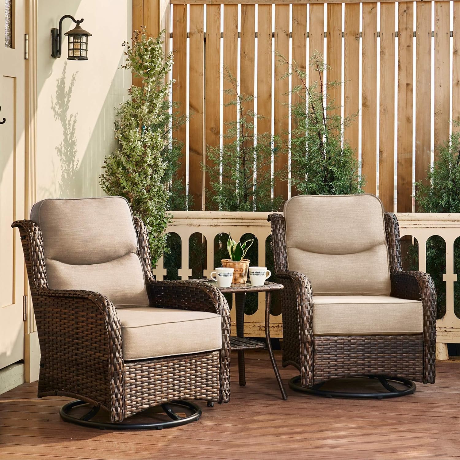 Luxury Outdoor Swivel Rocker Patio Chairs of 2