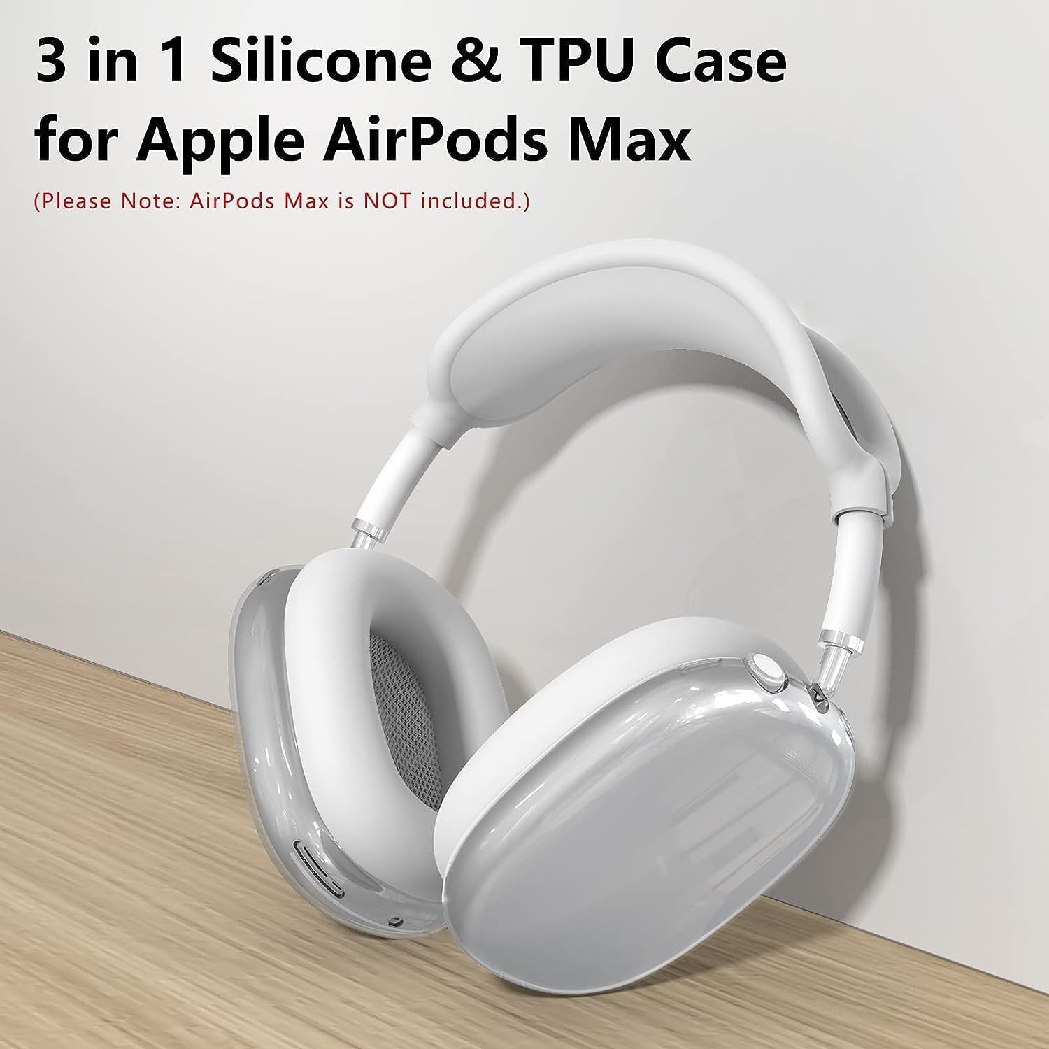 3 in 1 Silicone Case Cover Compatible with Apple Airpods Max Headphones, Clear Soft TPU Ear Cups Cover/Silicone Ear Pad Case Cover/Headband Cover Compatible with Apple Airpods Max (Clear Pink)