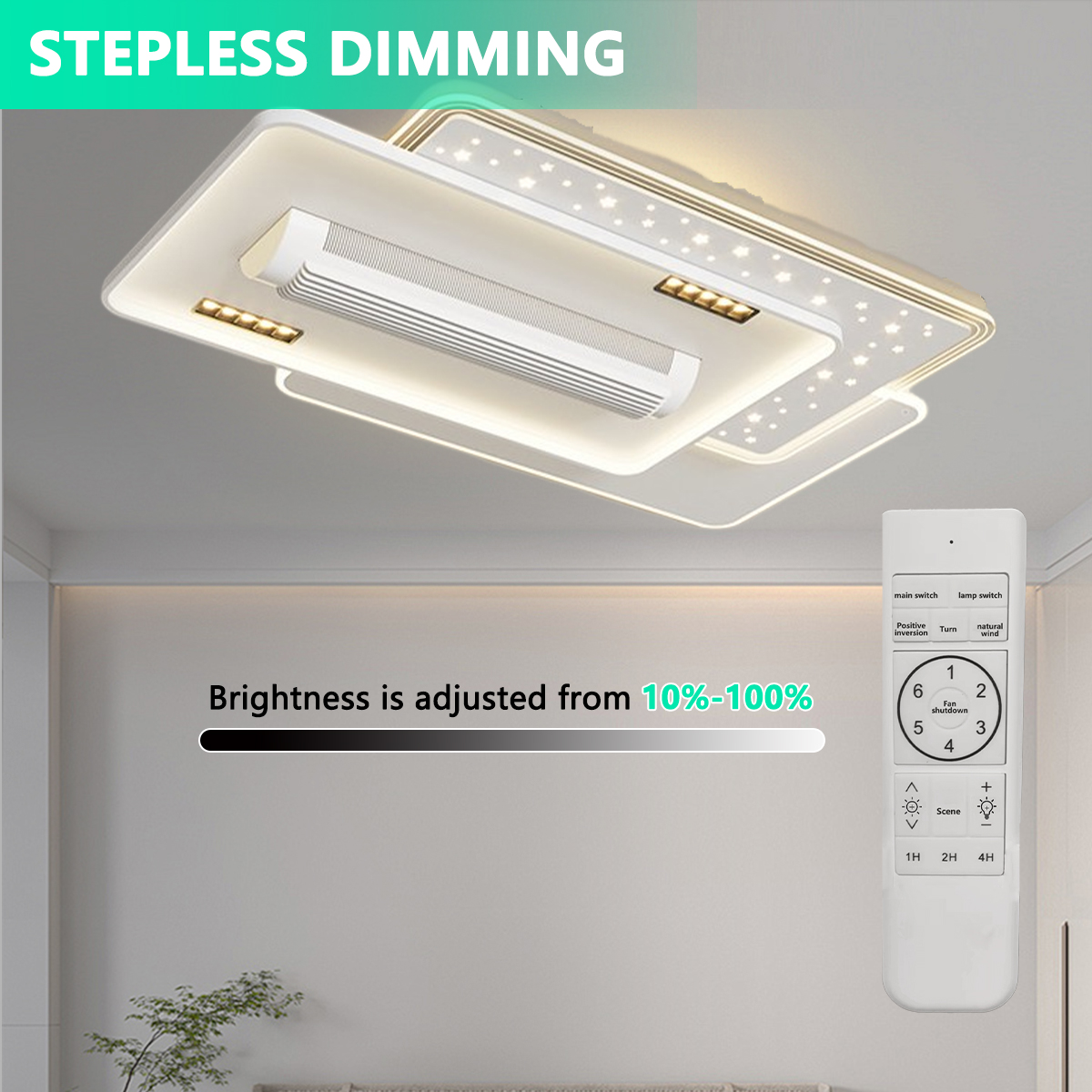 Modern Simple LED Ceiling Light Remote Control Bladeless Fan Spotlights for Bedroom Living Room Whole House Lighting Guangdong