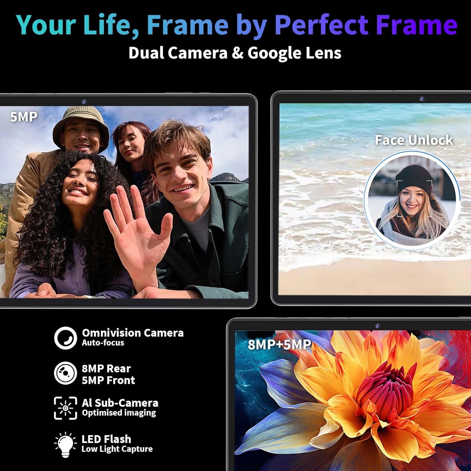 😍【The last chance in 2025】 2025 Android 15 tablet with keyboard, 26GB+256GB+2TB Expand, 10 inch 2-in-1 Tablets with 8-Core, 5G WiFi, 8000mAh, BT5.0, 5MP+13MP, GMS, GPS, Widevine L1, Tablet PC with Mouse, Case, Stylus (Silver)