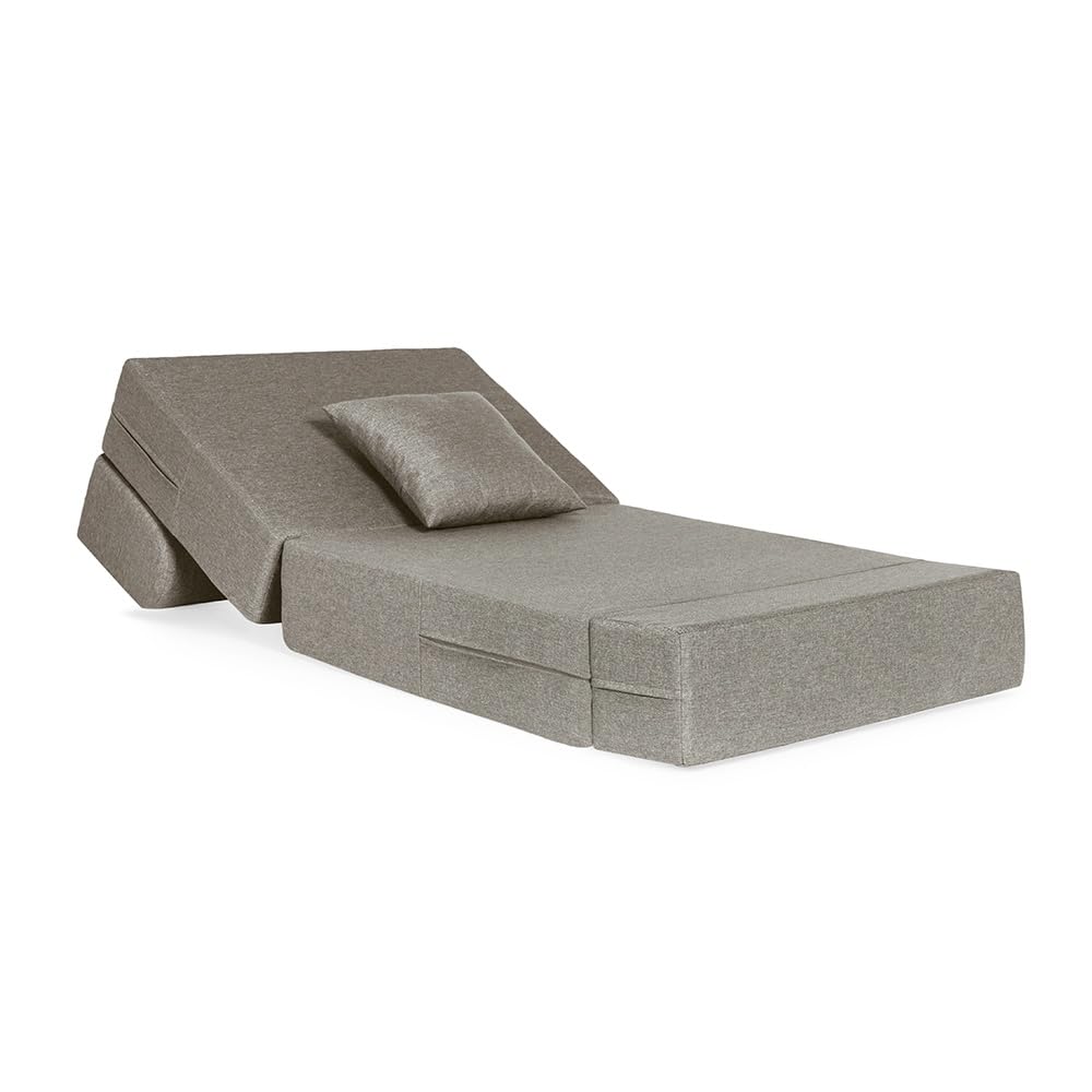 📆[Last Day For Clearance] Wakefit Polyester Sofa Cum Bed | 5 Year Warranty | 3 Seater, Sofa Bed 6 X 5 Feet, Foldable Sofa Cum Bed with 2 Cushion - Flipper (Warpknit: Grey)