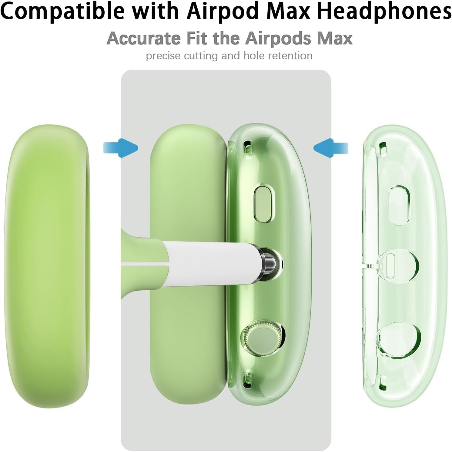 3 in 1 Silicone Case Cover Compatible with Apple Airpods Max Headphones, Clear Soft TPU Ear Cups Cover/Silicone Ear Pad Case Cover/Headband Cover Compatible with Apple Airpods Max (Clear Pink)