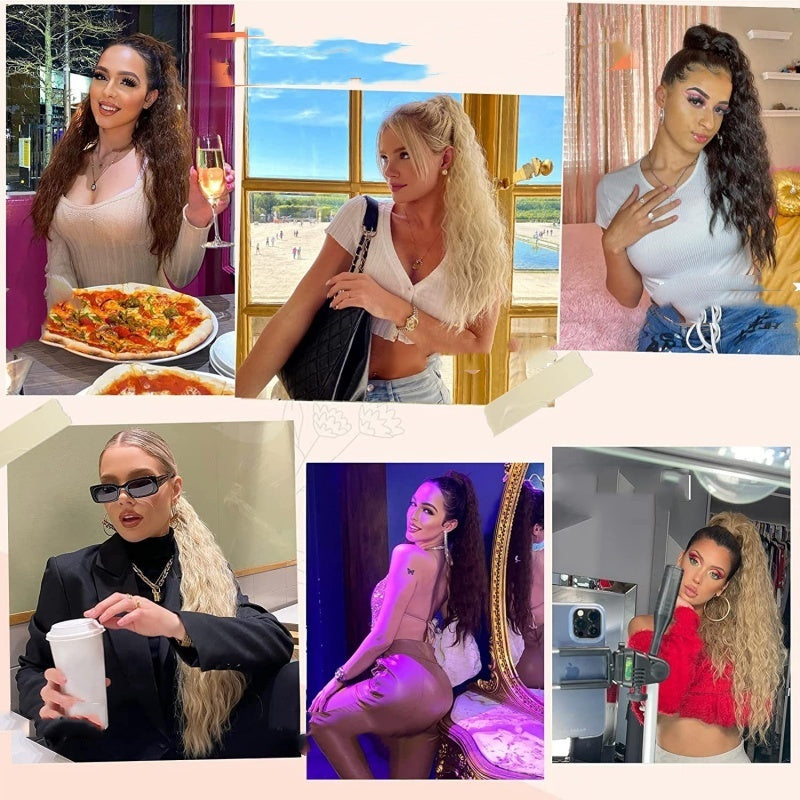 💜 LAST DAY PROMOTION - 70%OFF💜Curly Wavy Frizzy Hair Extension with Ponytail