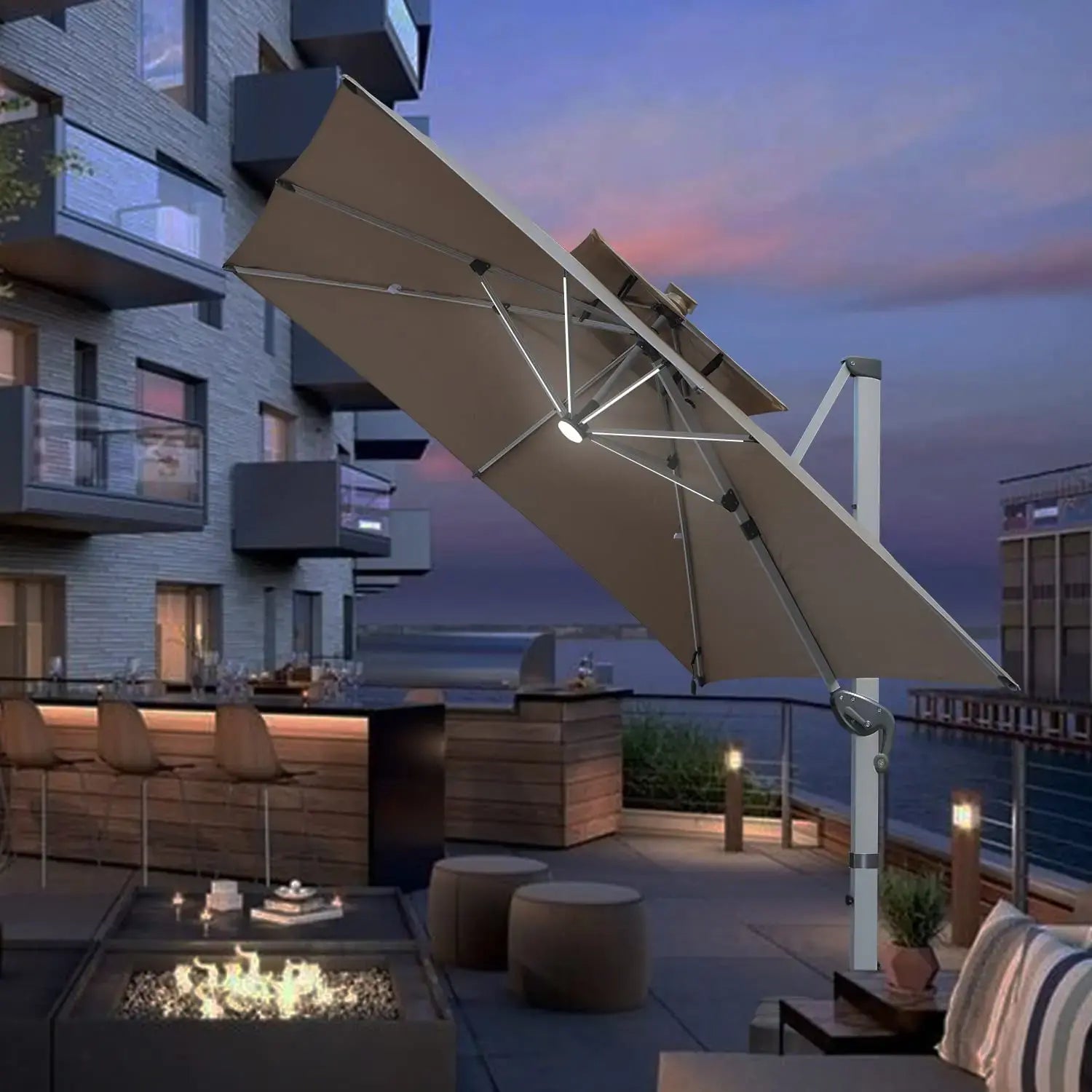 AuroraShade™ Solar Powered LED Umbrella