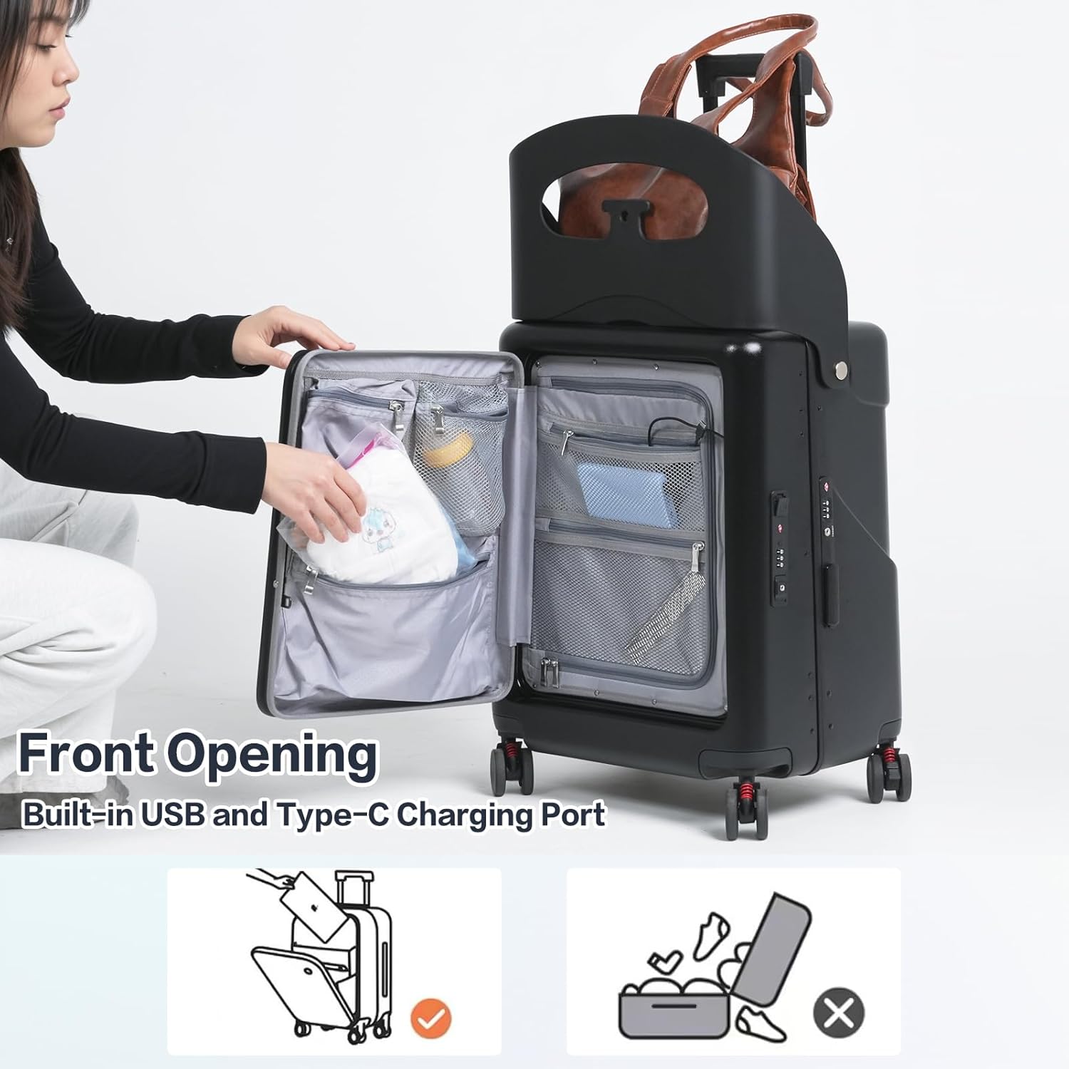 🎉【Buy 1 Get 1 Free】smilesun 20 Carry On Luggage with Seat For Kids & Adults，Hardside Ride On Suitcase with 360°Spinner and TSA Lock For Travel.