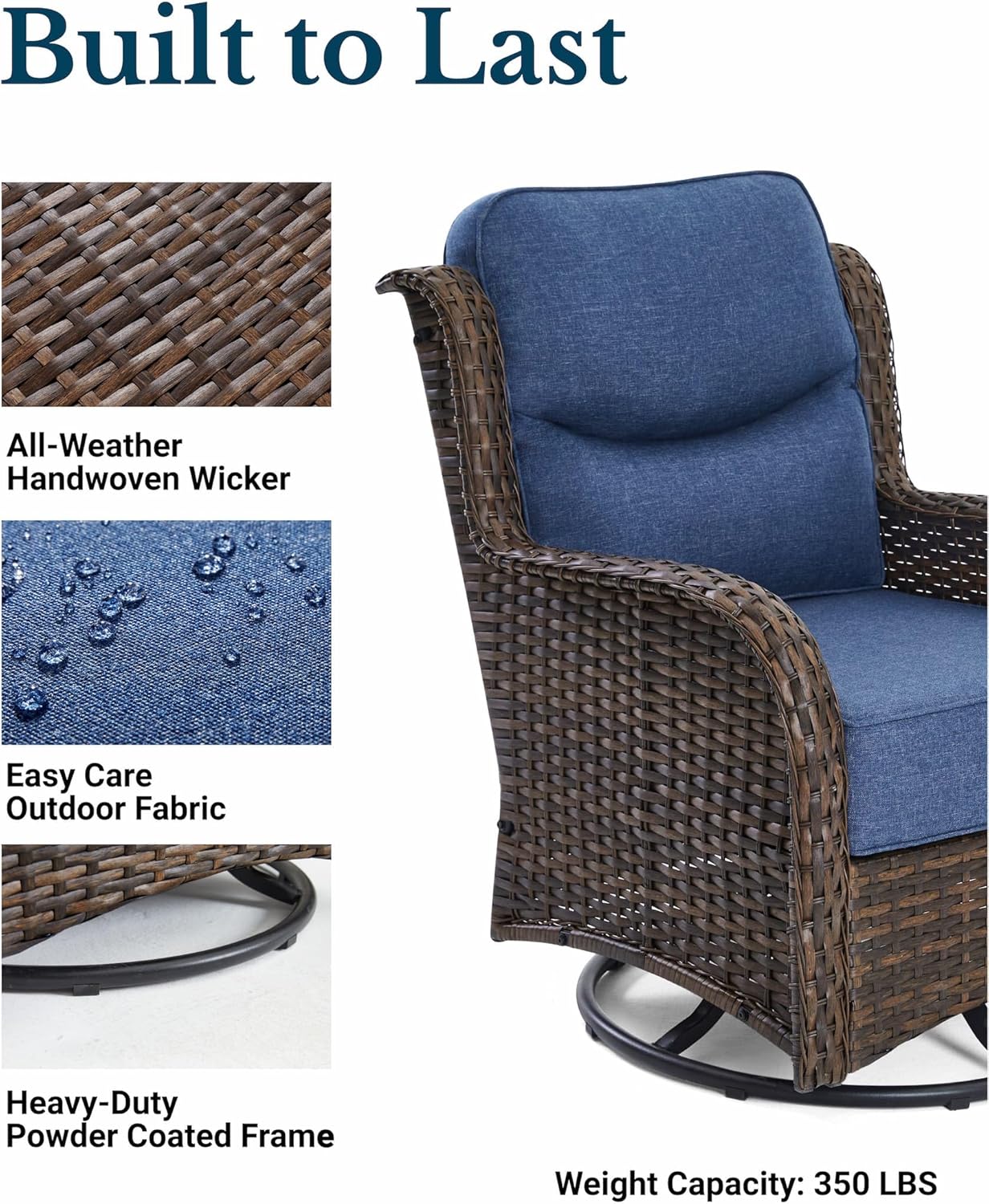 Luxury Outdoor Swivel Rocker Patio Chairs of 2