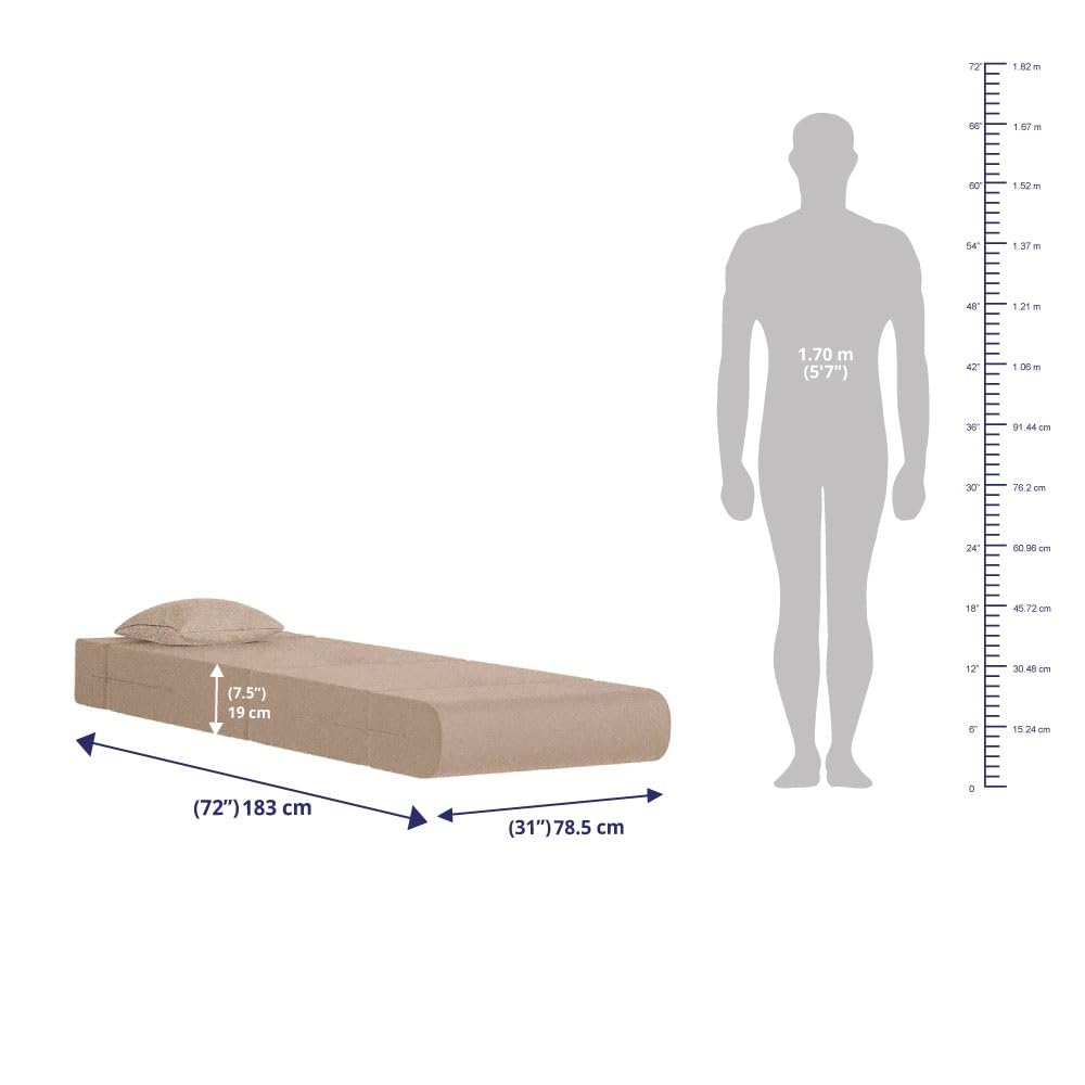 📆[Last Day For Clearance] Wakefit Polyester Sofa Cum Bed | 5 Year Warranty | 3 Seater, Sofa Bed 6 X 5 Feet, Foldable Sofa Cum Bed with 2 Cushion - Flipper (Warpknit: Grey)