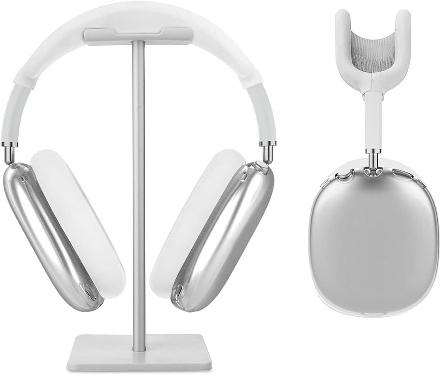 3 in 1 Silicone Case Cover Compatible with Apple Airpods Max Headphones, Clear Soft TPU Ear Cups Cover/Silicone Ear Pad Case Cover/Headband Cover Compatible with Apple Airpods Max (Clear Pink)