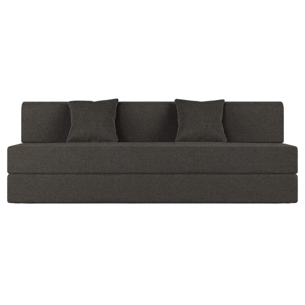 📆[Last Day For Clearance] Wakefit Polyester Sofa Cum Bed | 5 Year Warranty | 3 Seater, Sofa Bed 6 X 5 Feet, Foldable Sofa Cum Bed with 2 Cushion - Flipper (Warpknit: Grey)