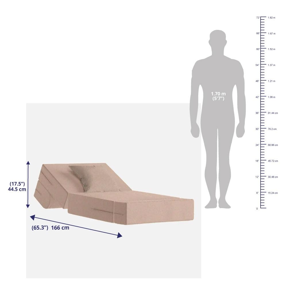 📆[Last Day For Clearance] Wakefit Polyester Sofa Cum Bed | 5 Year Warranty | 3 Seater, Sofa Bed 6 X 5 Feet, Foldable Sofa Cum Bed with 2 Cushion - Flipper (Warpknit: Grey)