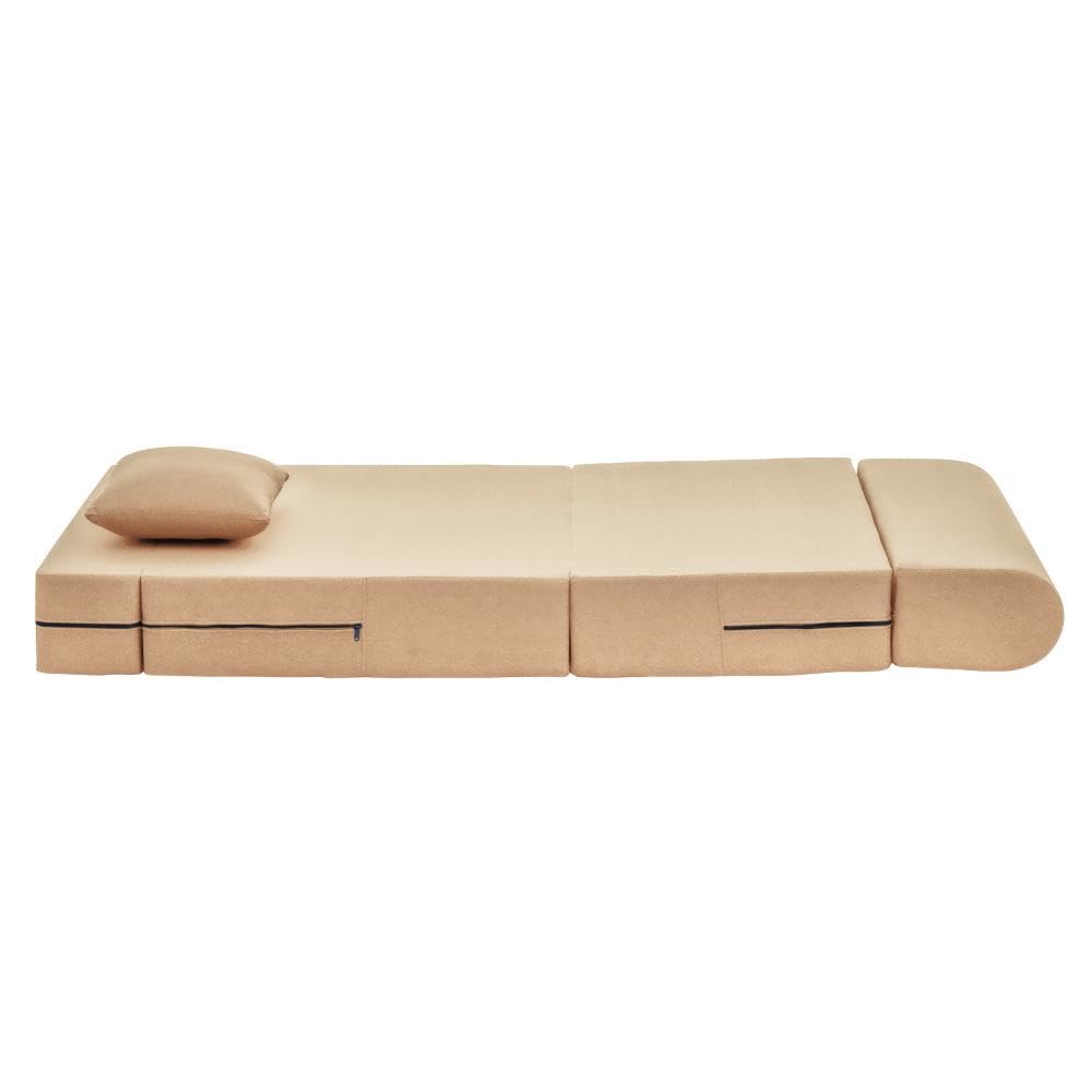 📆[Last Day For Clearance] Wakefit Polyester Sofa Cum Bed | 5 Year Warranty | 3 Seater, Sofa Bed 6 X 5 Feet, Foldable Sofa Cum Bed with 2 Cushion - Flipper (Warpknit: Grey)