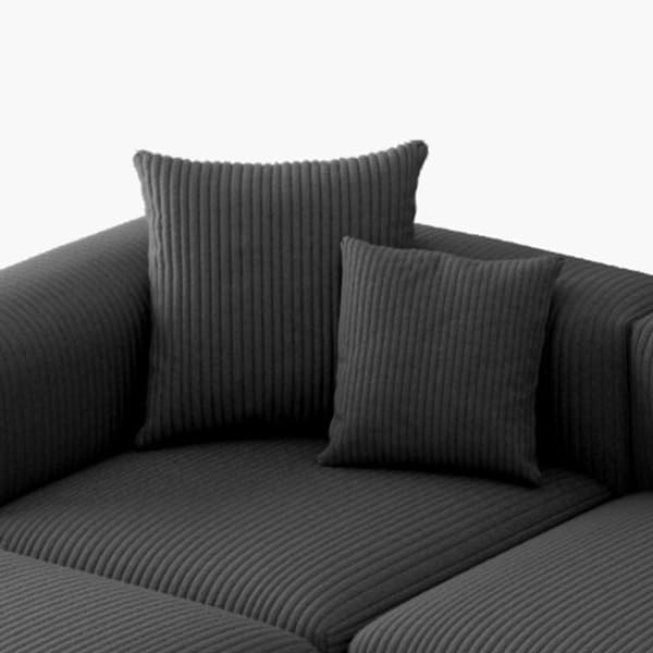 🔥 Acanva Convertible Modular Sectional Sofa with Movable Ottomans, Free Combination Corduroy Couch for Living Room Apartments, L-Shaped, White