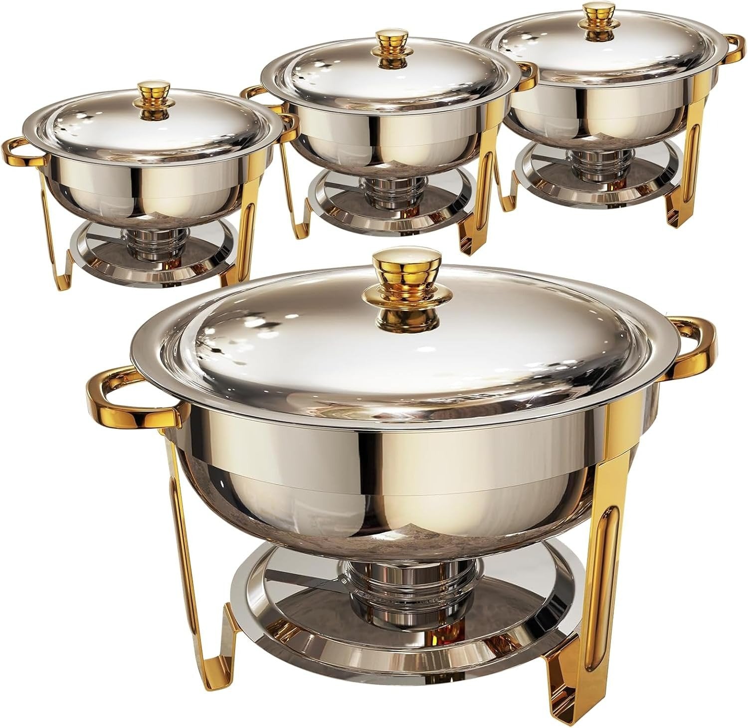 Chafing Dishes for Buffet 6 Pack, 6QT Round Chafing Dish Buffet Set Stainless Steel Buffet Food Warmers Sets