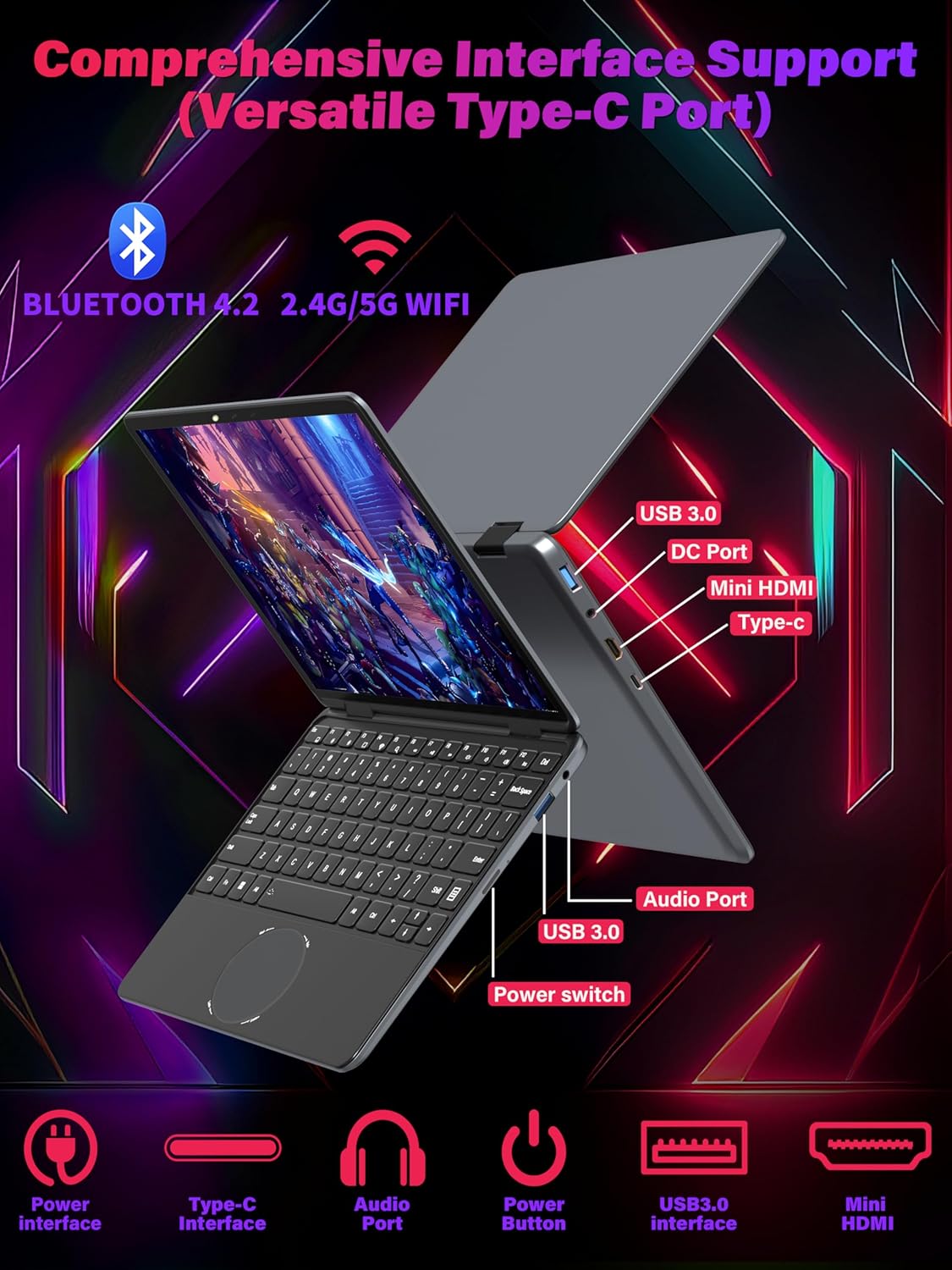 😘⏰【Limited Edition】【Only 7 left! Price will go back to normal once sold out】Svikou 11 Gray 2-in-1 Convertible Touchscreen Laptop, FHD (1920x1200) IPS Display, in tel N100 Processor, 16GB RAM 1TB SSD, Facial Recognition, Backlit KB, USB-C,Win 11 Pro for Students & Travel